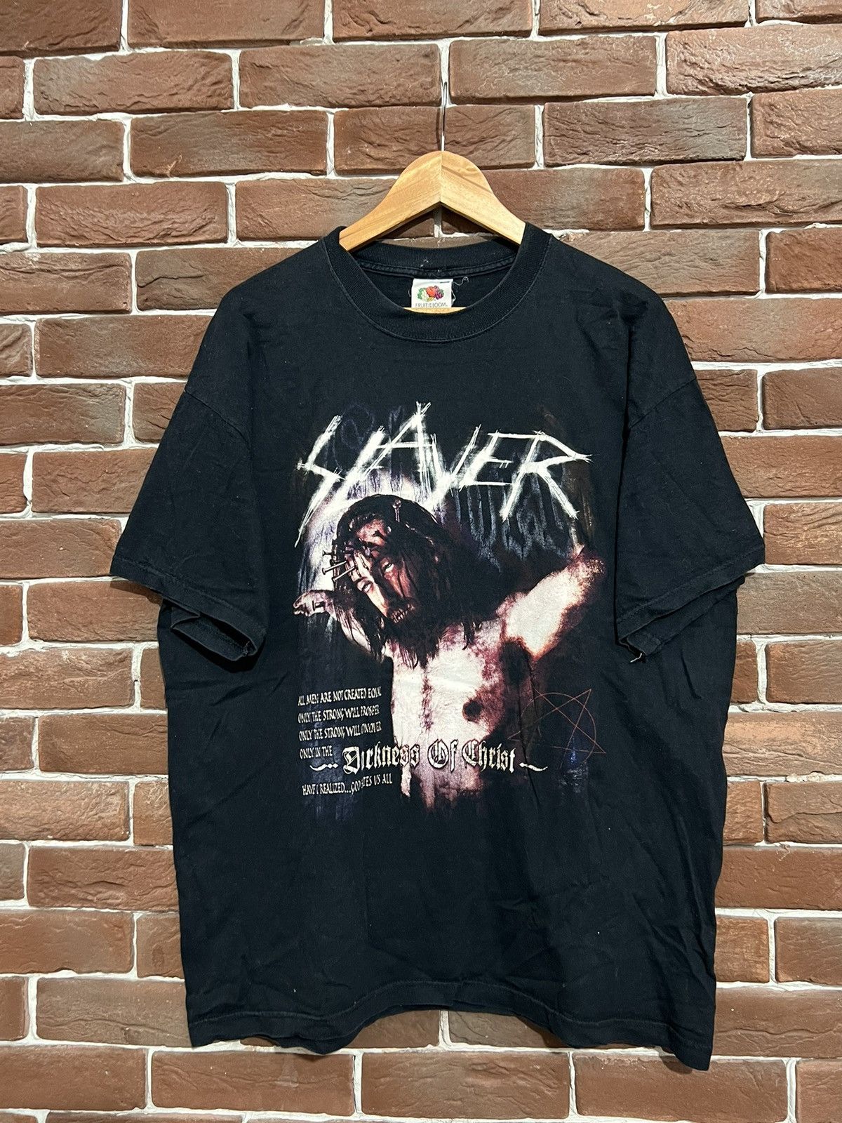 image of Band Tees x Slayer Vintage Slayer 2002 Darkness Christ Metal Band Tshirt Grail in Black (Size XL)