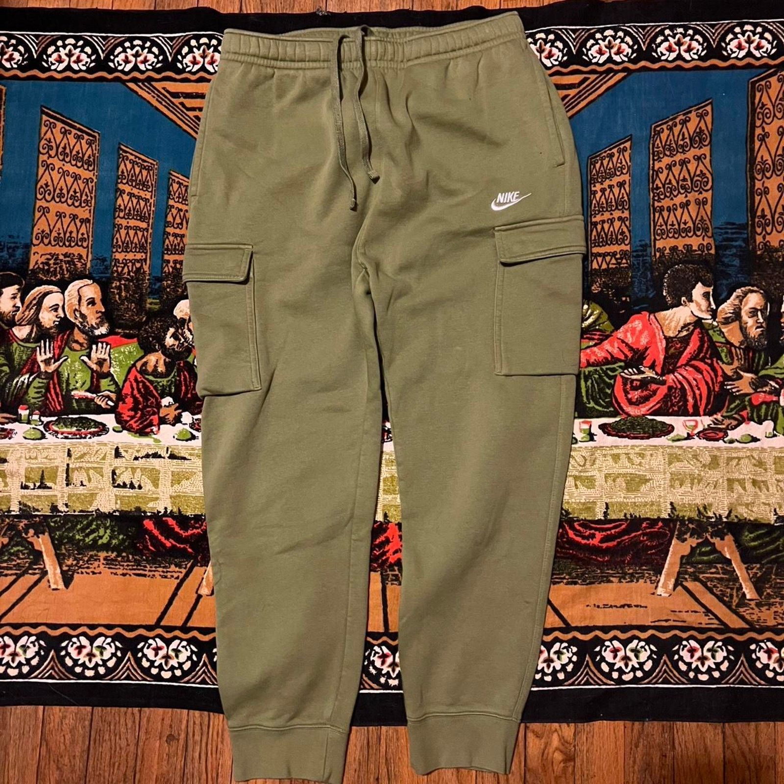 Nike × Vintage Nike green sweatpants medium small swoosh baggy straight y2k Size US 32 / EU 48 - 1 Thumbnail