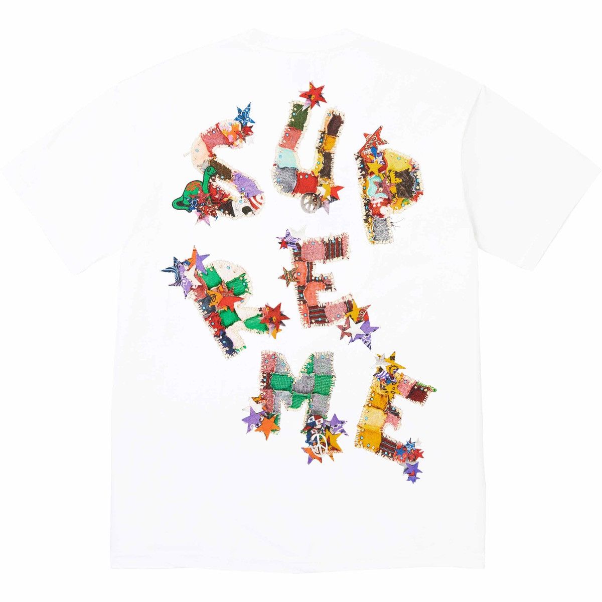 image of Supreme Patchwork Tee in White, Men's (Size Small)