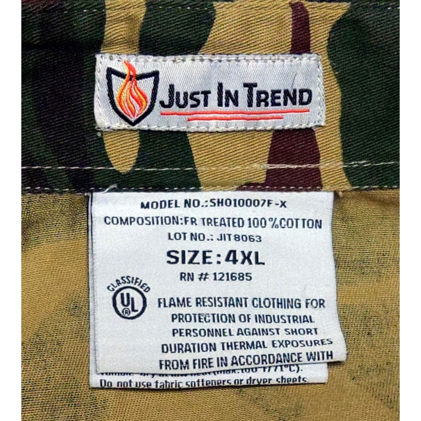 Vintage Just In Trend FR Camo Shirt 4XL Pearl Snap Flame Resistant Western Workwear Shirt Mens 4XL Camo Pearl Snap Western Workwear Regular Fit Cotton Twill Size US XXL / EU 58 / 5 - 6 Thumbnail
