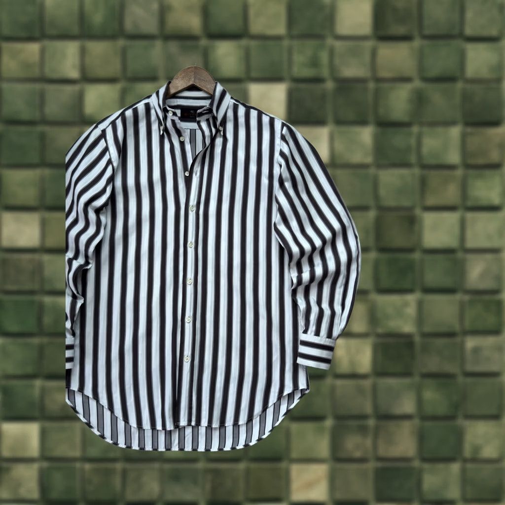 Etro VINTAGE ETRO Milano Luxury Striped Button Up Shirt Men Size L 39 Brown White Size US L / EU 52-54 / 3 - 1 Thumbnail