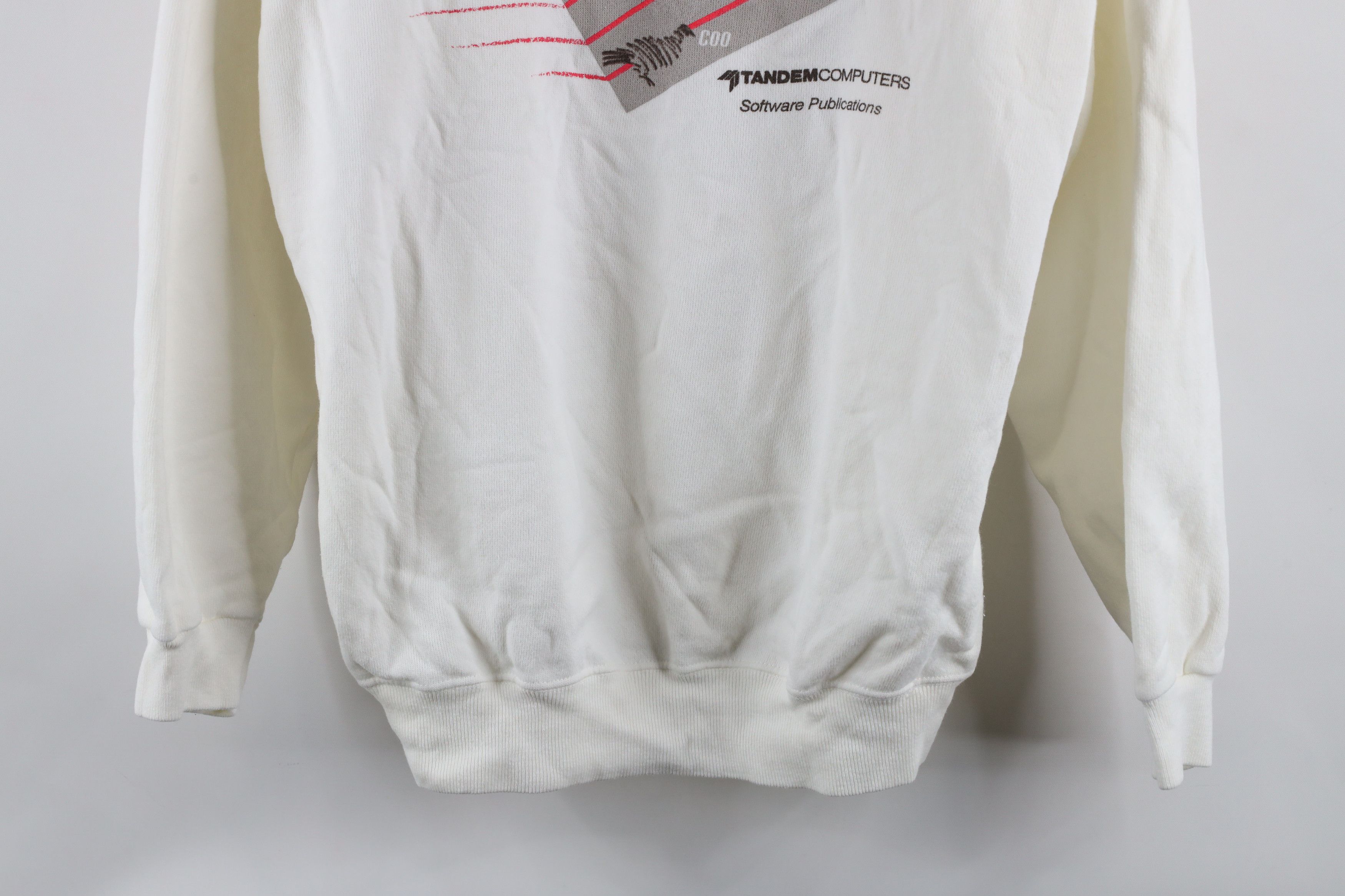 Hanes × Vintage Vintage 80s Tandem Computers On COO Sweatshirt White USA Size US L / EU 52-54 / 3 - 3 Thumbnail