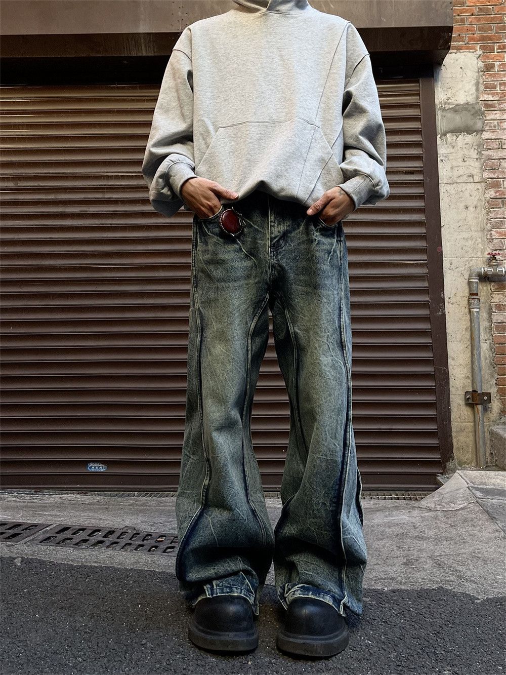 Japanese Brand × Vintage Goth Vaqueros Splice Flared Vintage Design Jeans Size US 35 - 7 Thumbnail