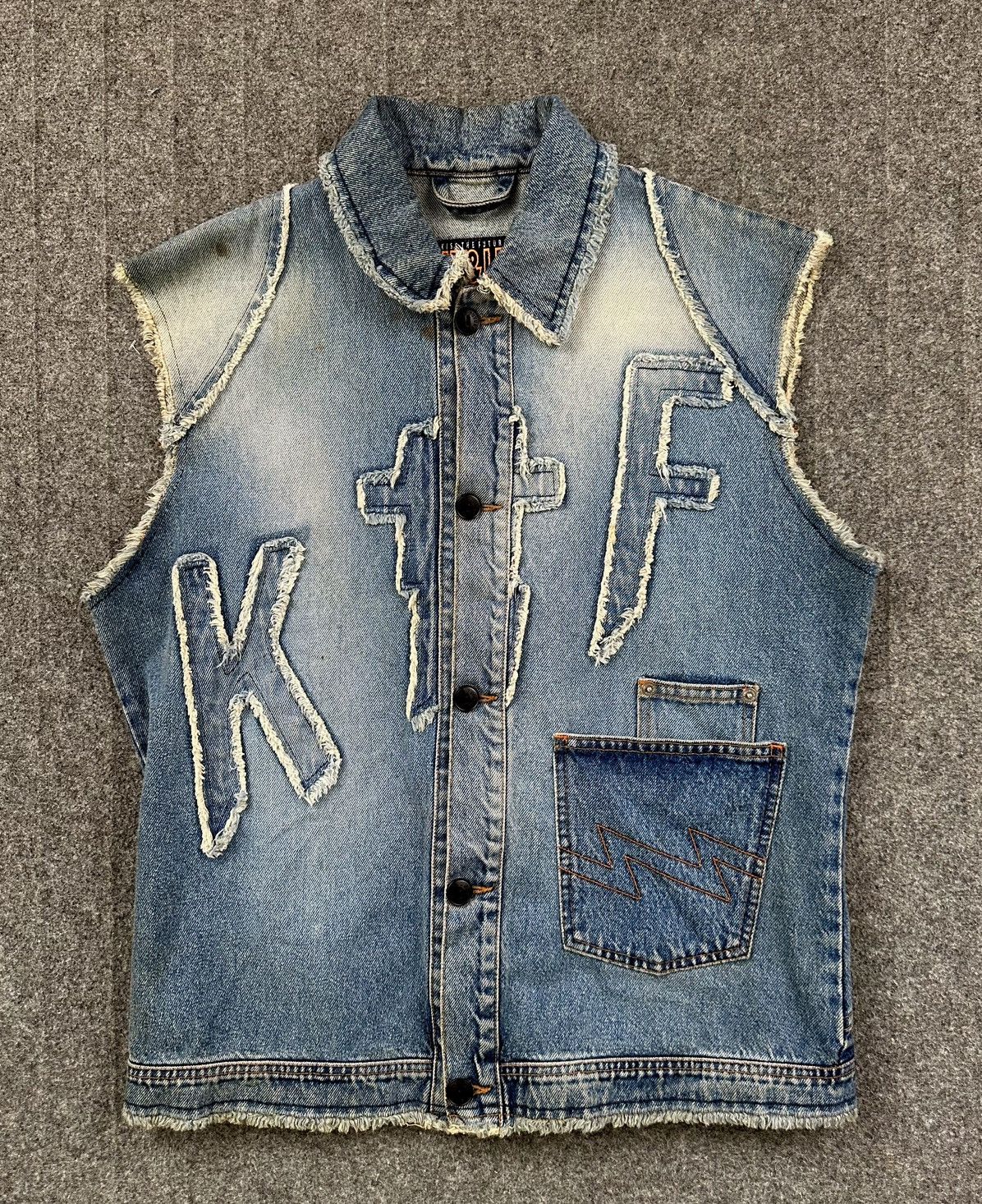 Walter Van Beirendonck Walter Van Beirendonck - W&LT 90’s Patchwork Denim KTF Vest Size US M / EU 48-50 / 2 - 1 Thumbnail