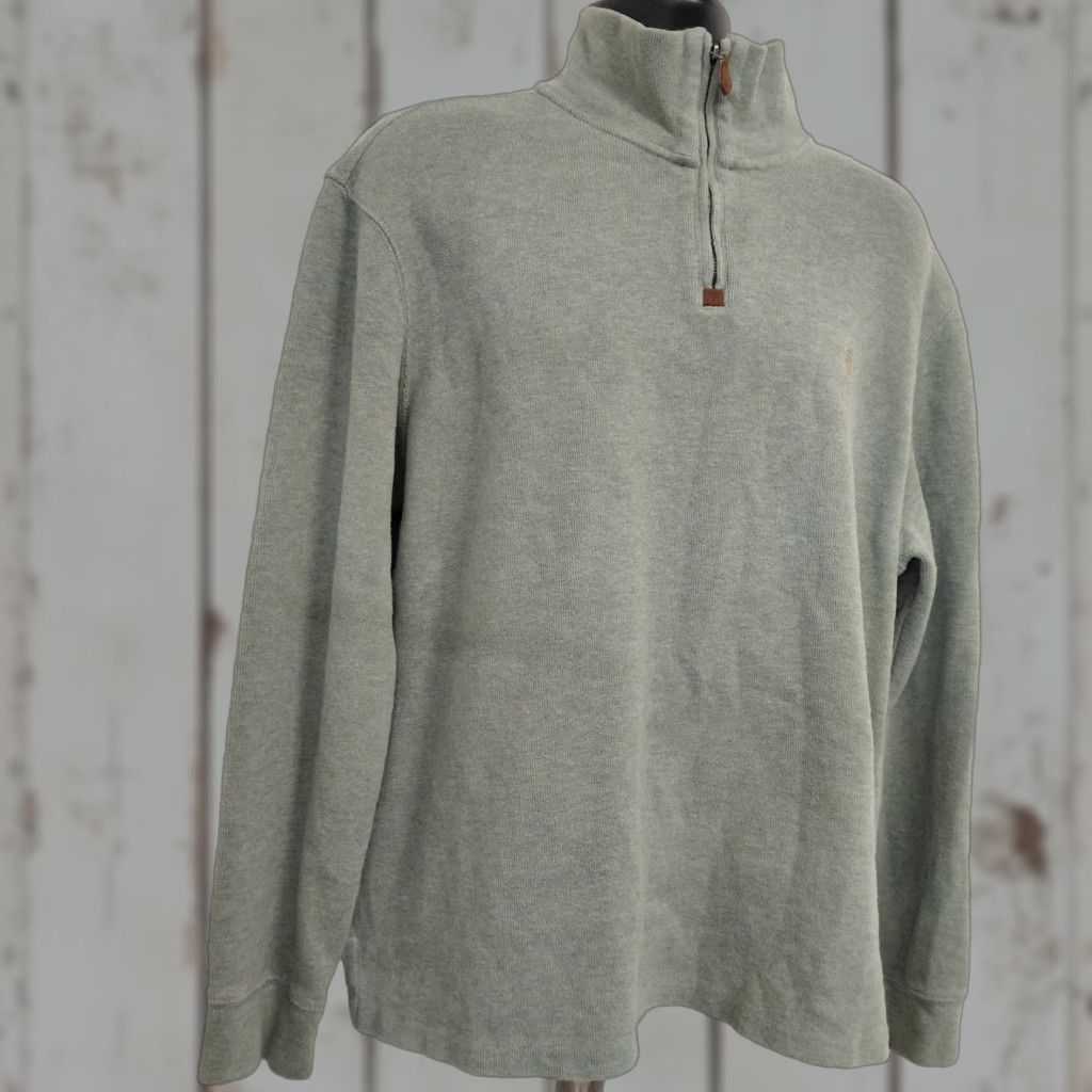 Polo Ralph Lauren Polo Ralph Lauren RL Sweater Men’s XL Gray Long Sleeve 1/4 Zip 100% Cotton Casual Golf City Classic USA Mens Pullover Knit Size US XL / EU 56 / 4 - 1 Thumbnail