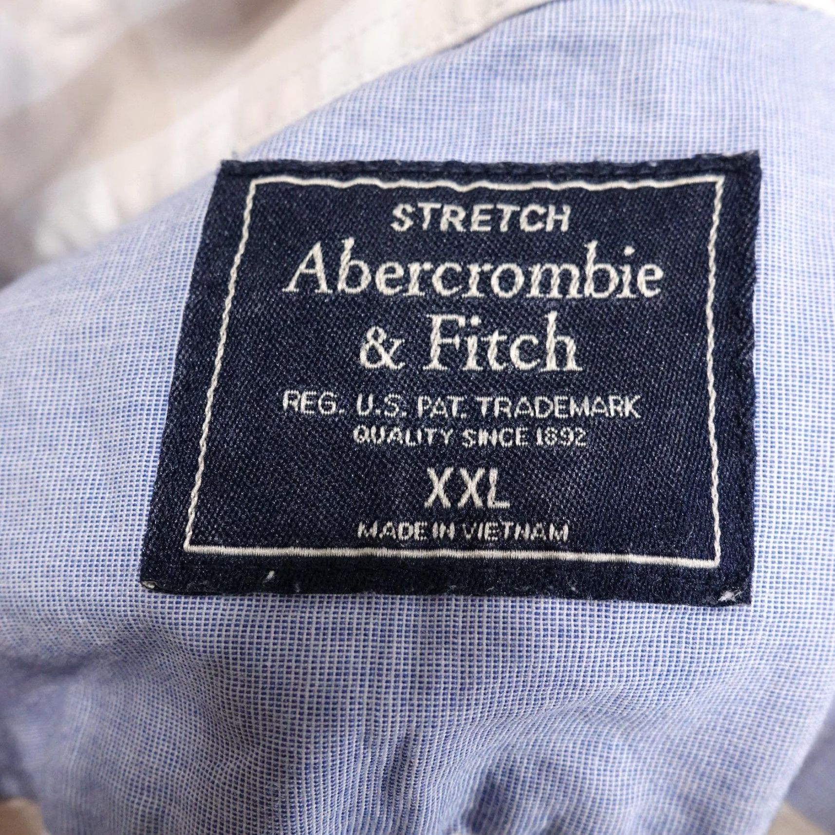 Abercrombie & Fitch ABERCROMBIE & FITCH Shirt Mens 2XL Beige White Gingham Long Sleeve Button-Up Stretch Size US XXL / EU 58 / 5 - 6 Thumbnail