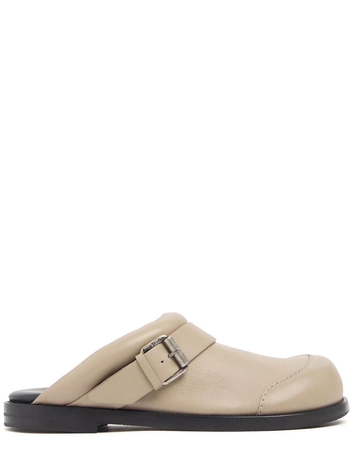 Acne Studios ACNE STUDIOS Taupe Leather Buckle Mules New & Authentic Size US 5 / IT 35 - 1 Thumbnail