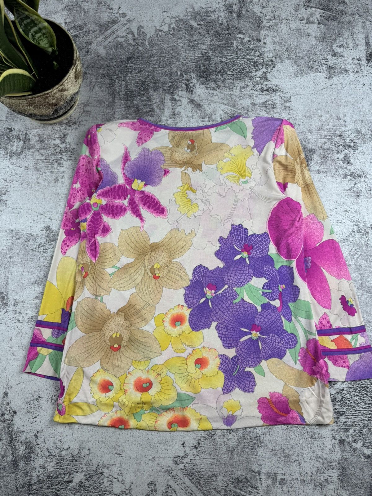 Leonard Paris × Vintage RARE Leonard Paris Floral Silk 40 Designer Tunic Dress Luxury Shirt Blouse Top Size M / US 6-8 / IT 42-44 - 25 Thumbnail