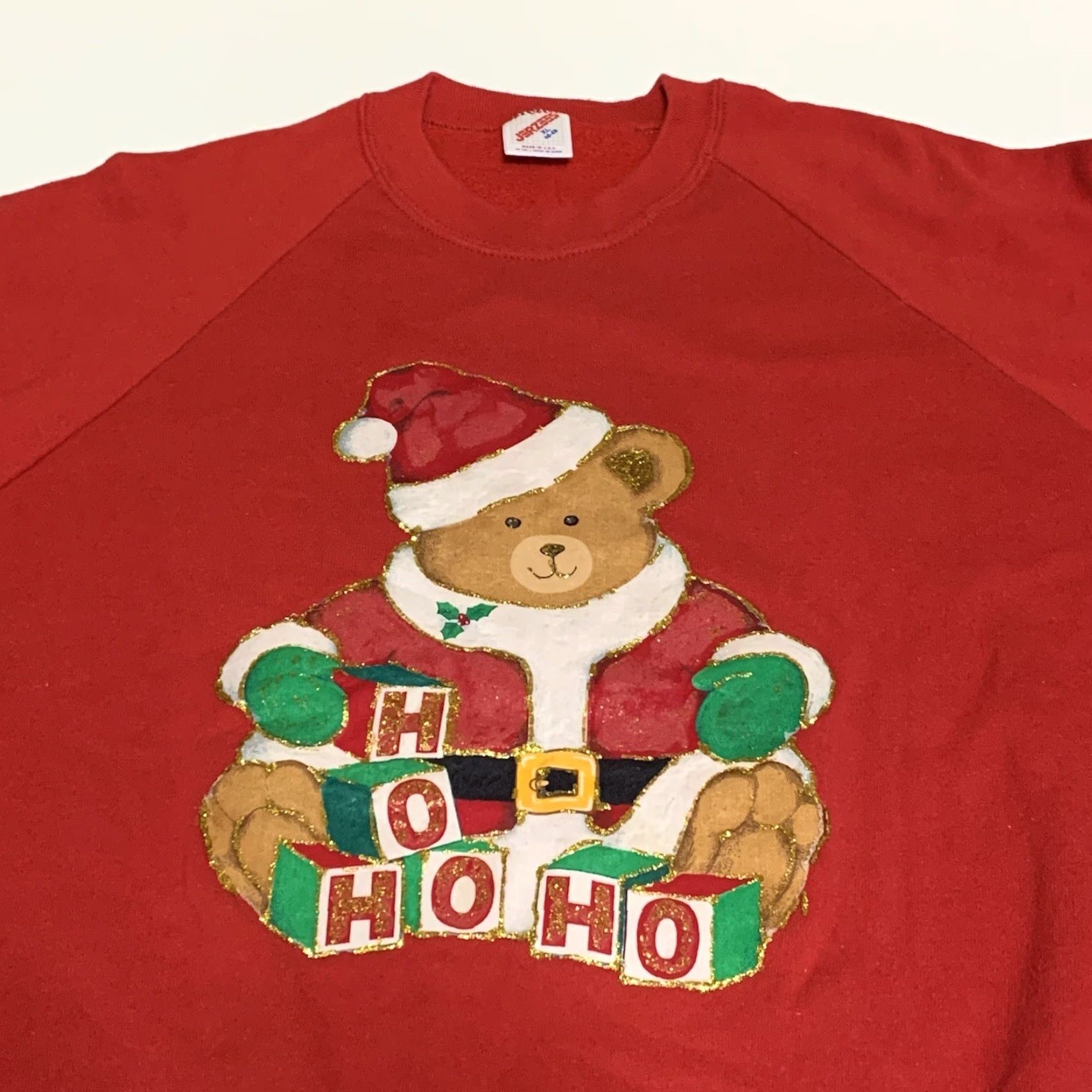 Jerzees VINTAGE Jerzees Christmas Bear HO HO HO Crewneck Sweatshirt XL/L Boys? No, keep as XL/L. Size XL / US 12-14 / IT 48-50 - 2 Thumbnail