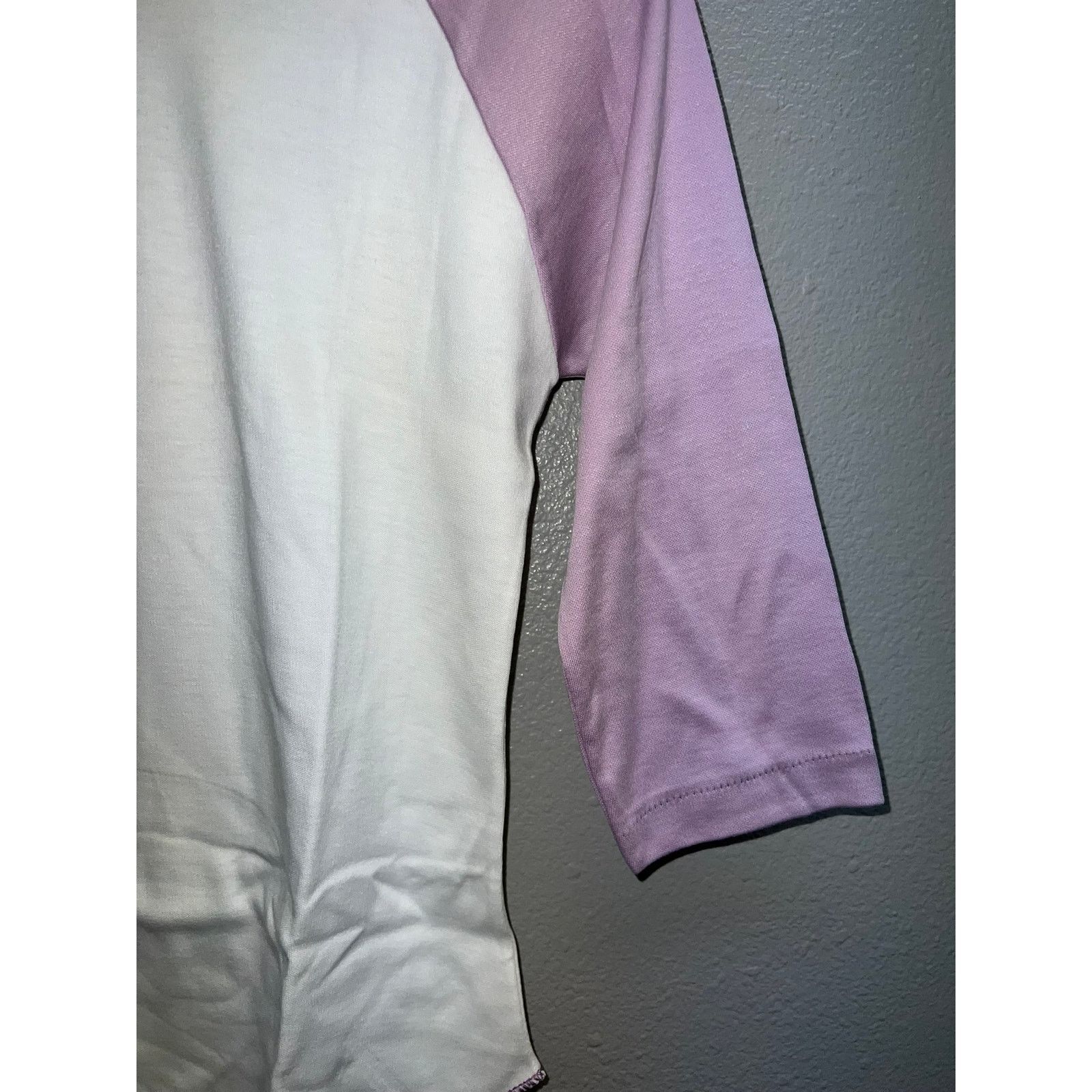 Vintage Women's 80s Vintage Lucky Star White Purple Raglan Shirt M Size M / US 6-8 / IT 42-44 - 3 Thumbnail