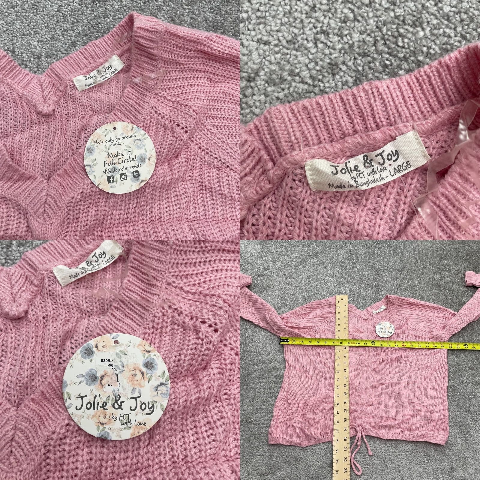 Vintage Jolie & Joy Pullover Sweater Womens Large Pink Acrylic Crochet Casual Lightweight Size L / US 10 / IT 46 - 8 Thumbnail