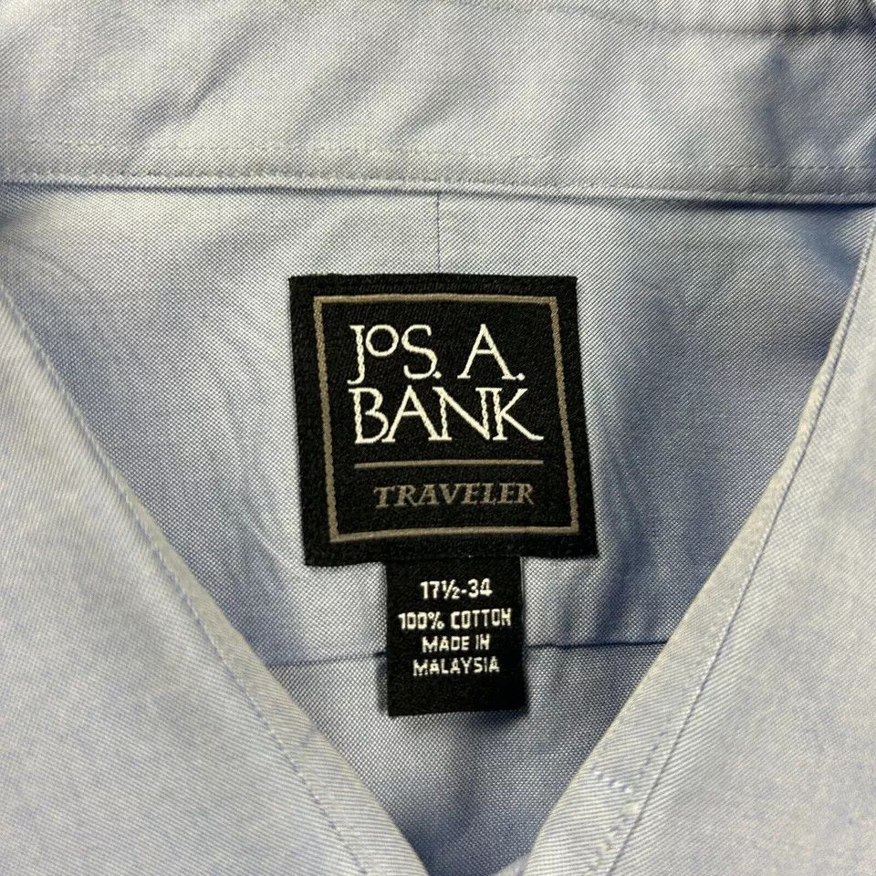 Jos. A. Bank Jos A Bank Shirt Mens 17.5 34 Blue Traveler Button Up Cotton Size US XL / EU 56 / 4 - 2 Thumbnail