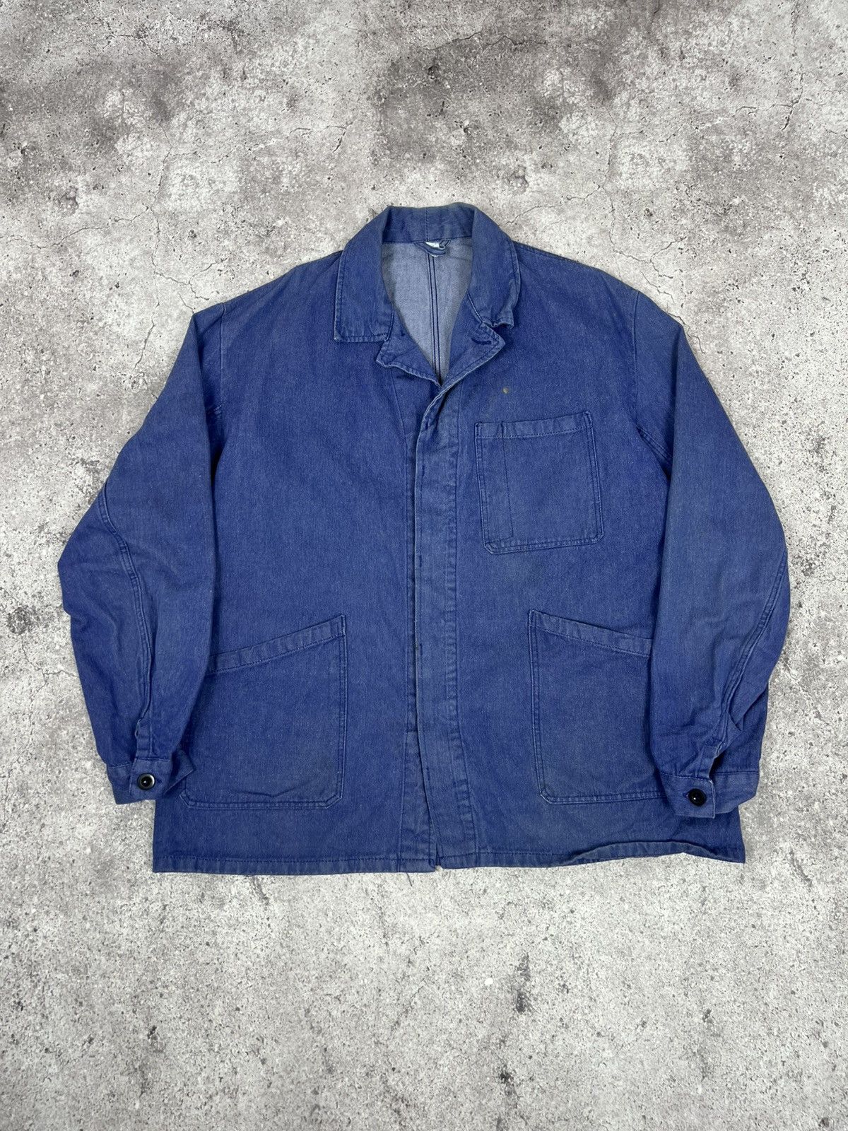 Other Vintage French Worker Work Jacket Cotton Blue Size US XL / EU 56 / 4 - 1 Thumbnail