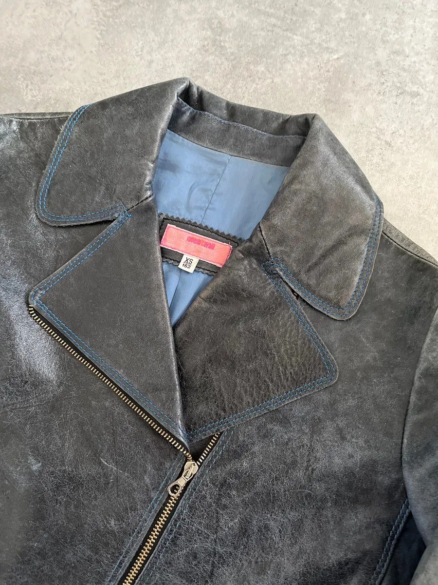Roberto Cavalli × Vintage AW2001 Roberto Cavalli Blue Faded Biker Jacket Size S / US 4 / IT 40 - 5 Thumbnail