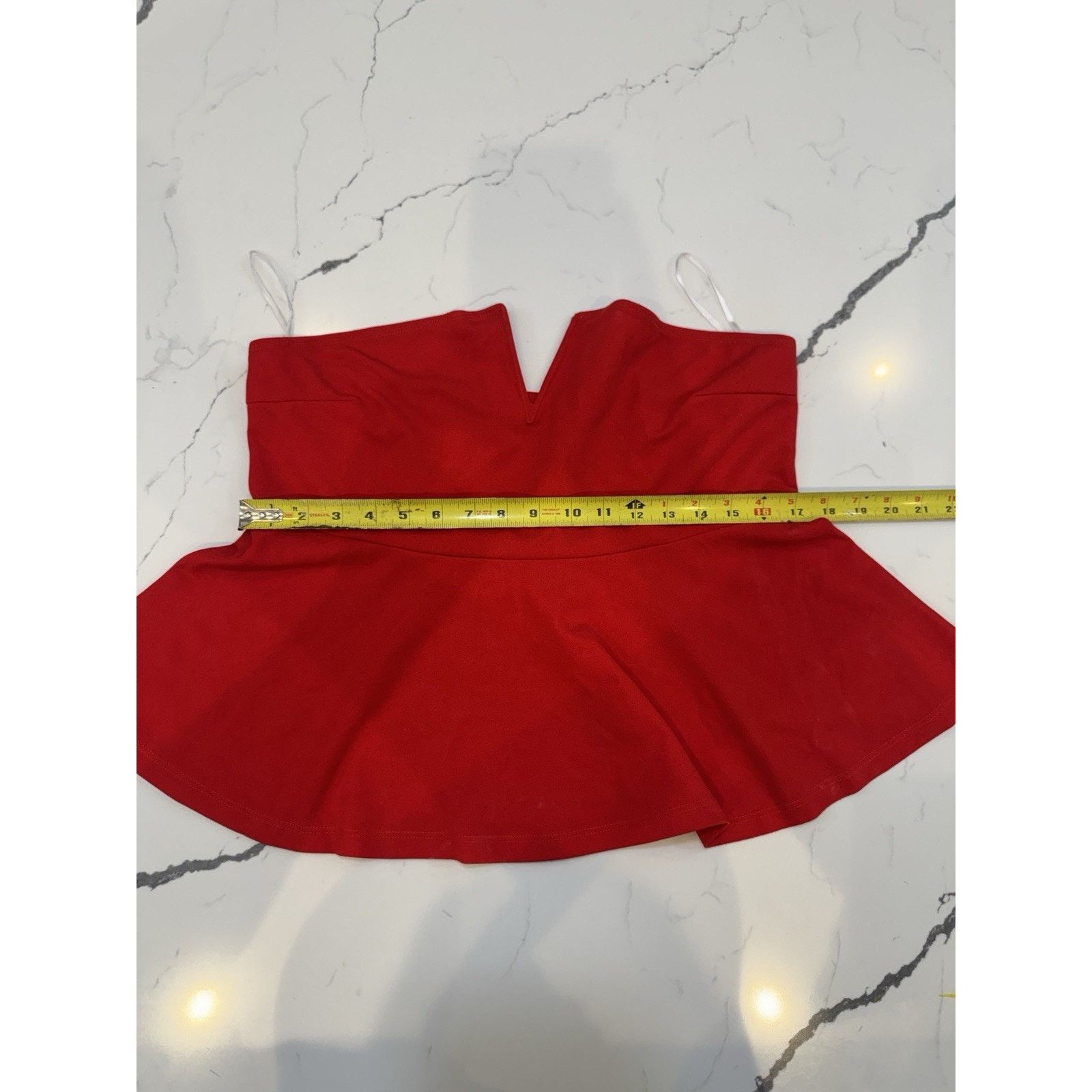 Other Red Strapless Peplum Top V Notch Sweetheart Bustier L Size L / US 10 / IT 46 - 2 Thumbnail
