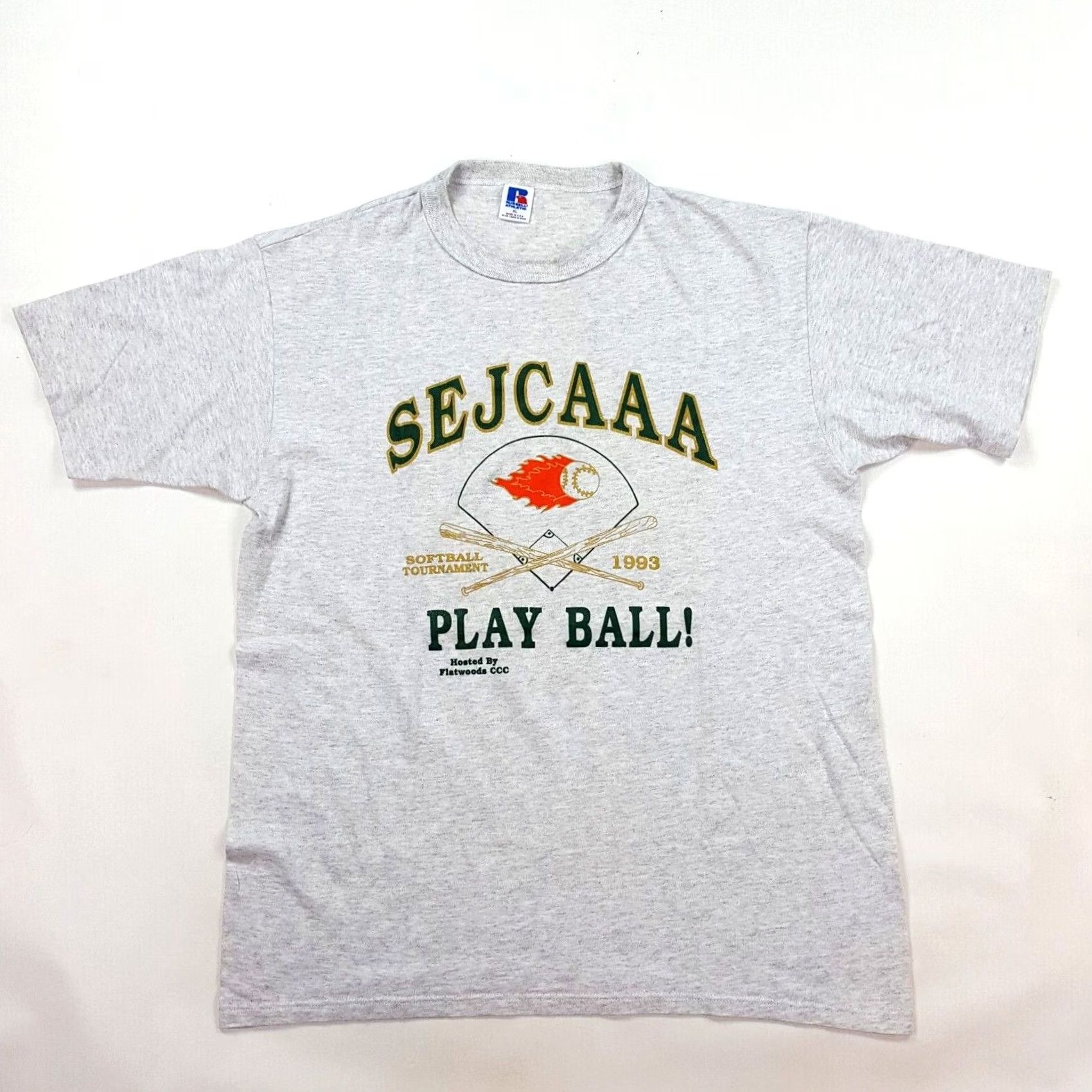 Russell Athletic VINTAGE Russell Athletic Gray T-Shirt Mens XL 90s Baseball USA Softball Tournament Graphic Print Shirt Size US XL / EU 56 / 4 - 2 Thumbnail