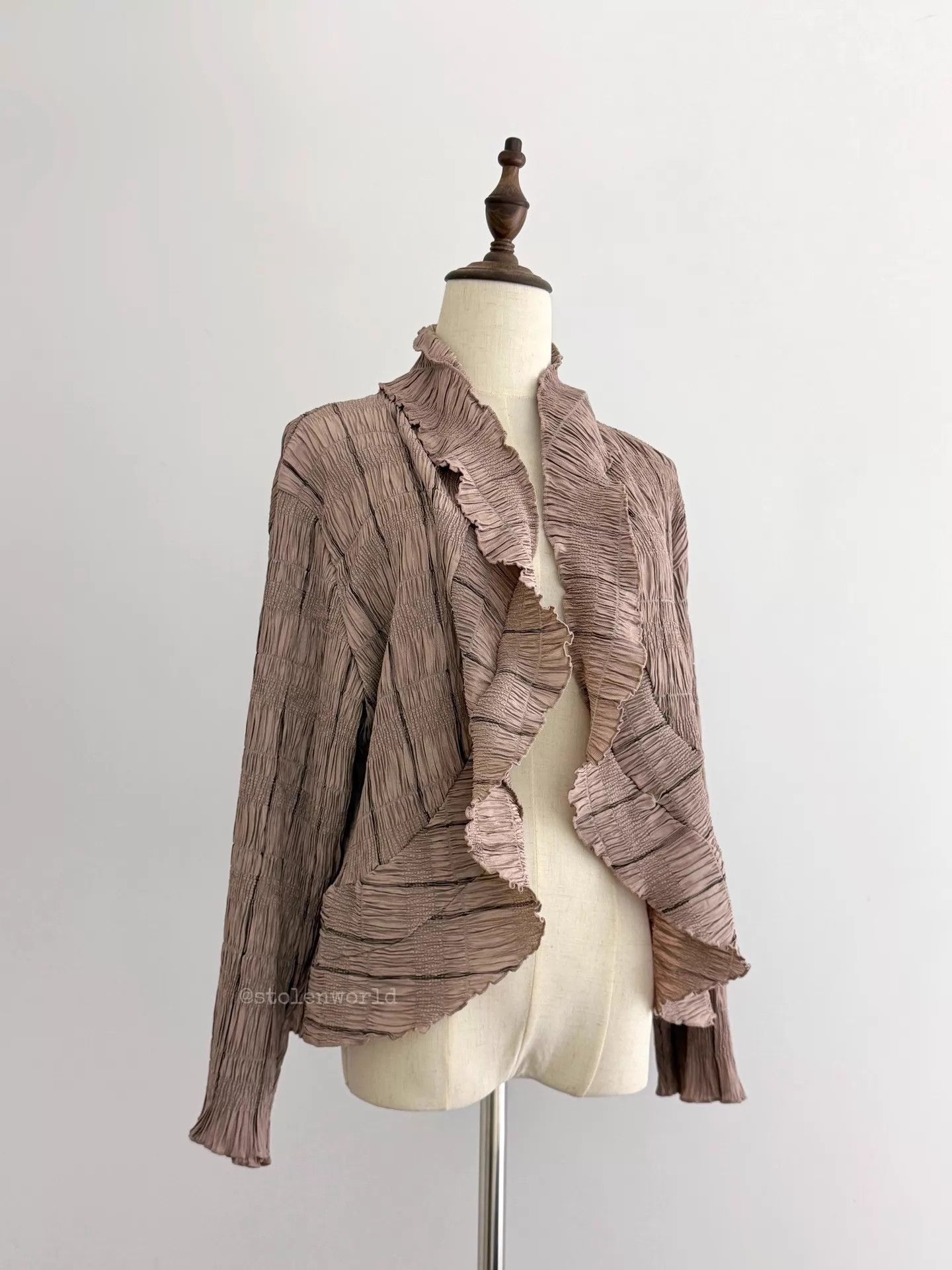 Issey Miyake Issey Miyake 1990SS Pleated Cardigan Gray-Pink Size 2 Size XS / US 0-2 / IT 36-38 - 6 Thumbnail