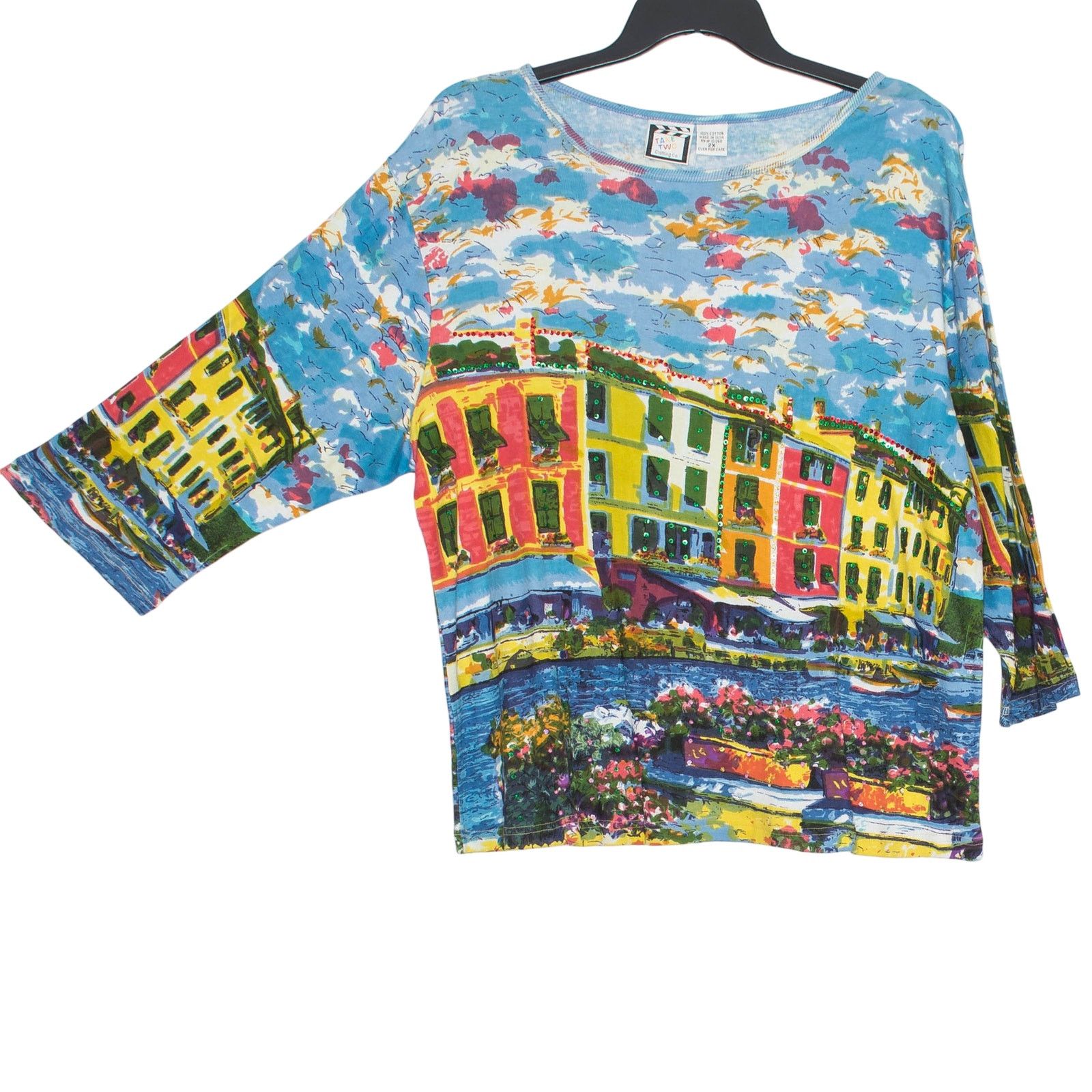 Other NWT Take Two Vintage Top Embellished Plus Size 2X 3/4 Sleeve Size XXL / US 16-18 / IT 52-54 - 2 Thumbnail