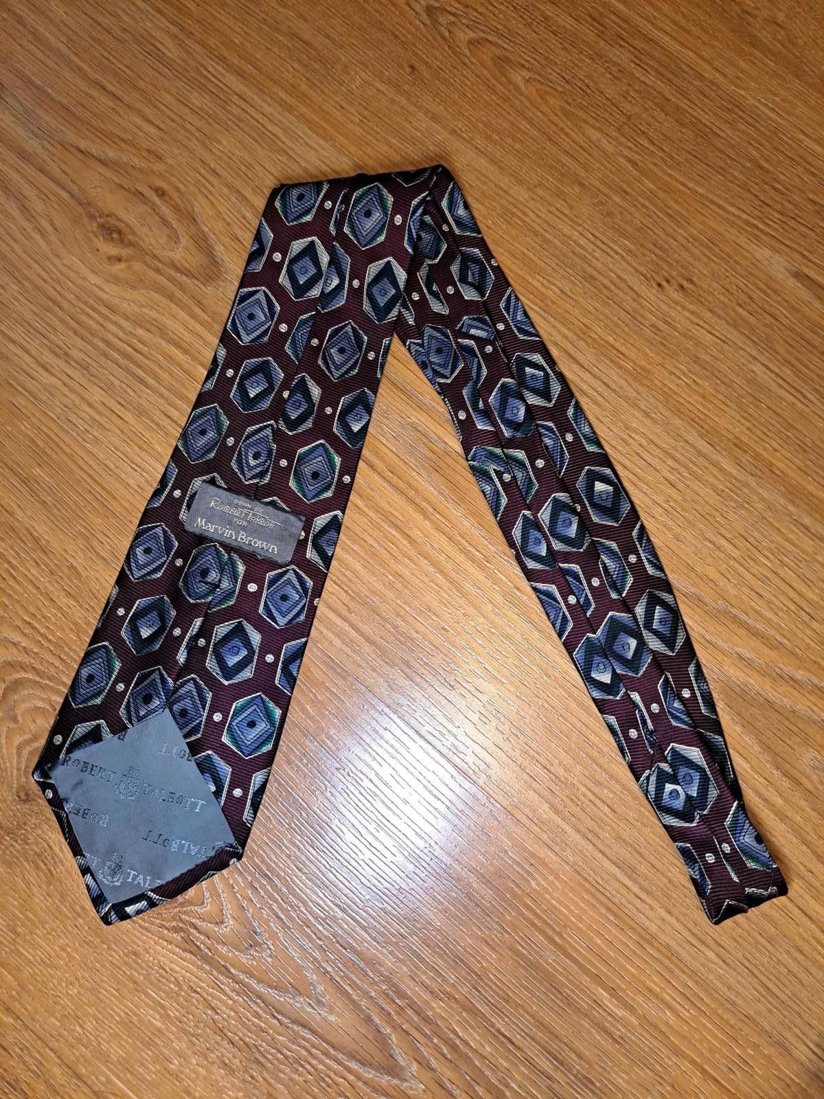 Robert Talbott HANDMADE Robert Talbott Silk Tie Mens Burgundy Geometric Size ONE SIZE - 6 Thumbnail