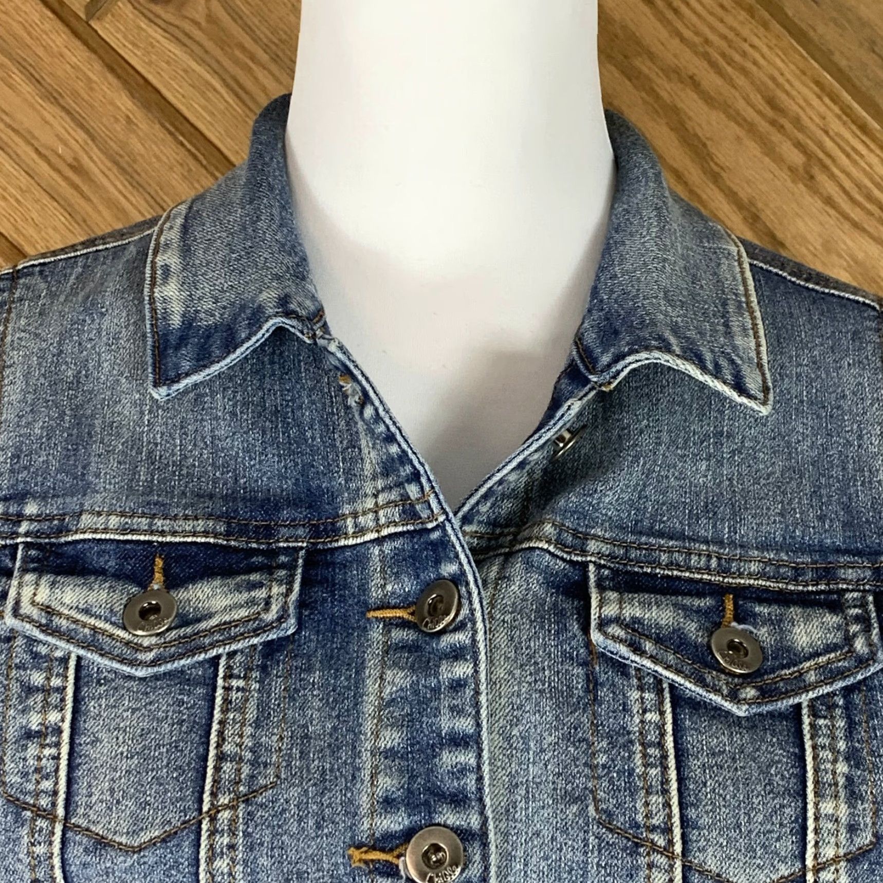 Denime CHIQLE Womens Size S Top Vest Lace Back Boho Denim Open Sides Collared Blue Vest Womens S Blue Denim Lace Back Boho Open Sides Collared CHIQLE Size S / US 4 / IT 40 - 2 Thumbnail