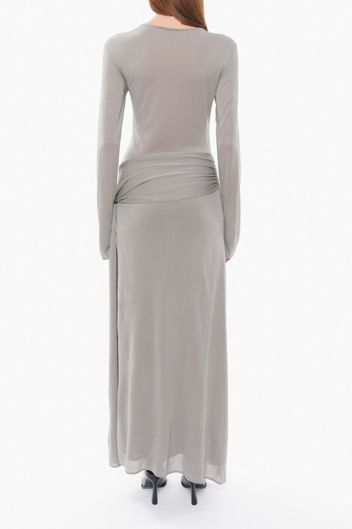 Paris Georgia PARIS GEORGIA Tilda Draped Jersey Silver Maxi Dress Size XS / US 0-2 / IT 36-38 - 3 Thumbnail