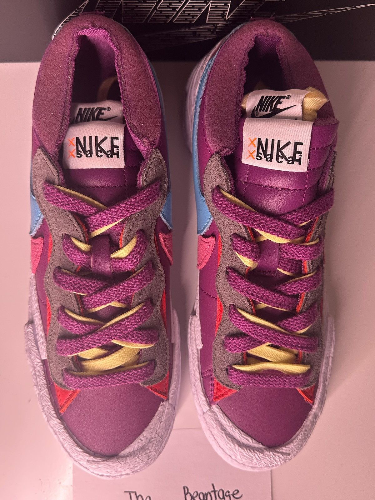 Kaws × Nike × Sacai Nike Blazer Low Sacai KAWS Shoes Purple Dusk-Aqua-Pink Size US 6.5 / IT 36.5 - 8 Thumbnail