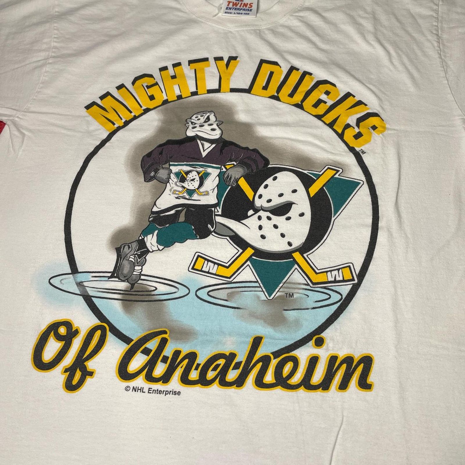 Disney × NHL × Vintage VTG 1990s NHL Anaheim Mighty Ducks Movie Hockey Disney Tee Size US L / EU 52-54 / 3 - 3 Thumbnail