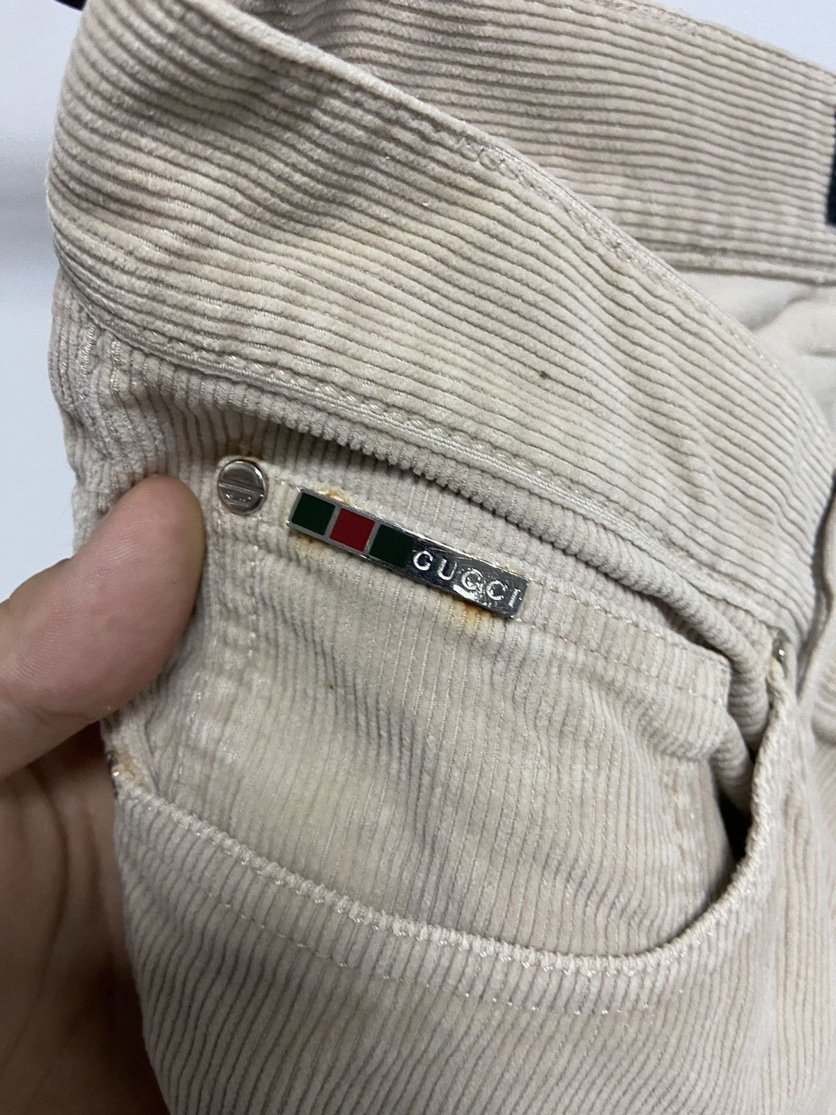 Gucci × Vintage Gucci Corduroy Pants Italy Vintage Casuals small Logo Size US 32 / EU 48 - 10 Thumbnail