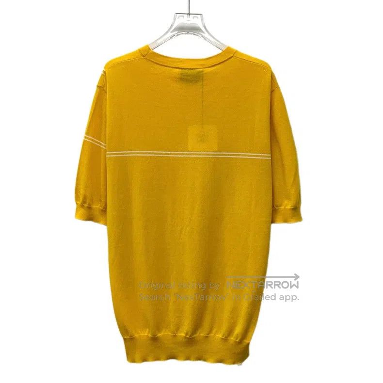 Hermes Hermes Yellow cotton round-neck short-sleeve knit top Size US L / EU 52-54 / 3 - 2 Thumbnail