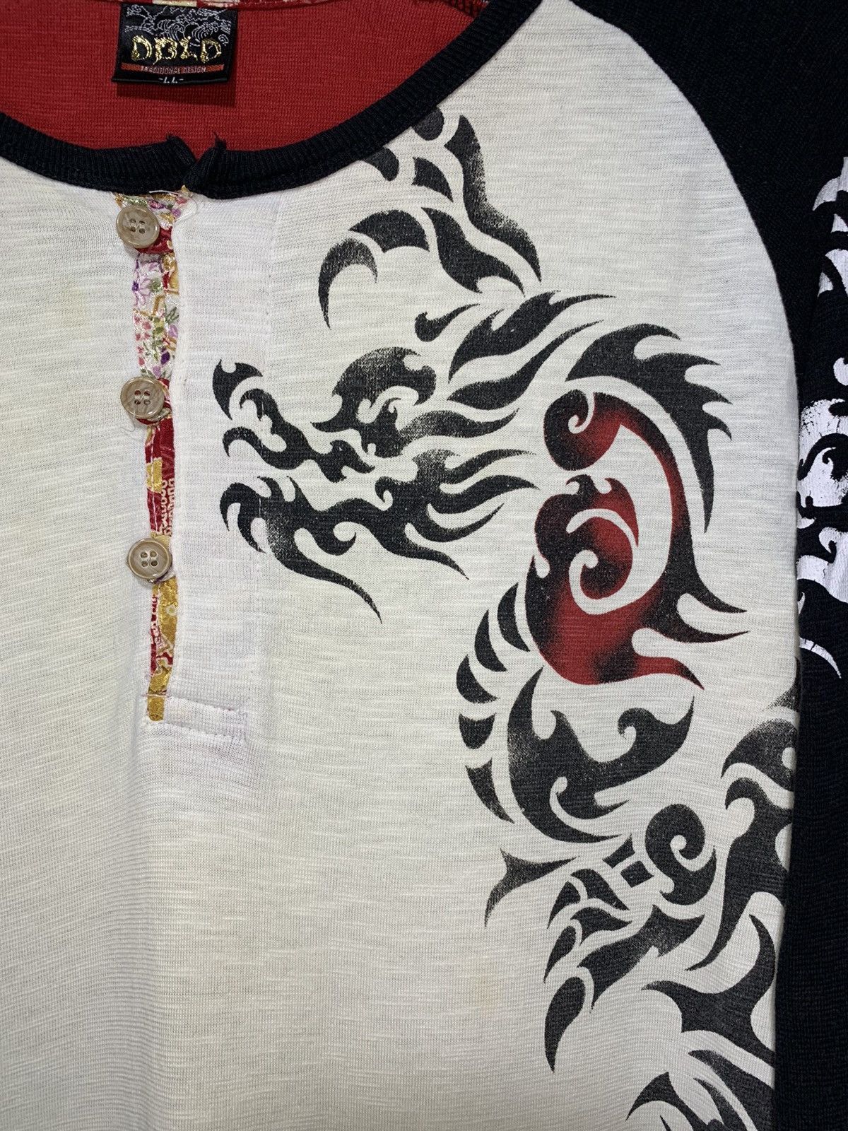 Japanese Brand × Vintage y2k Sukajan Tribal Dragon Tatto longsleeve Size US L / EU 52-54 / 3 - 11 Thumbnail