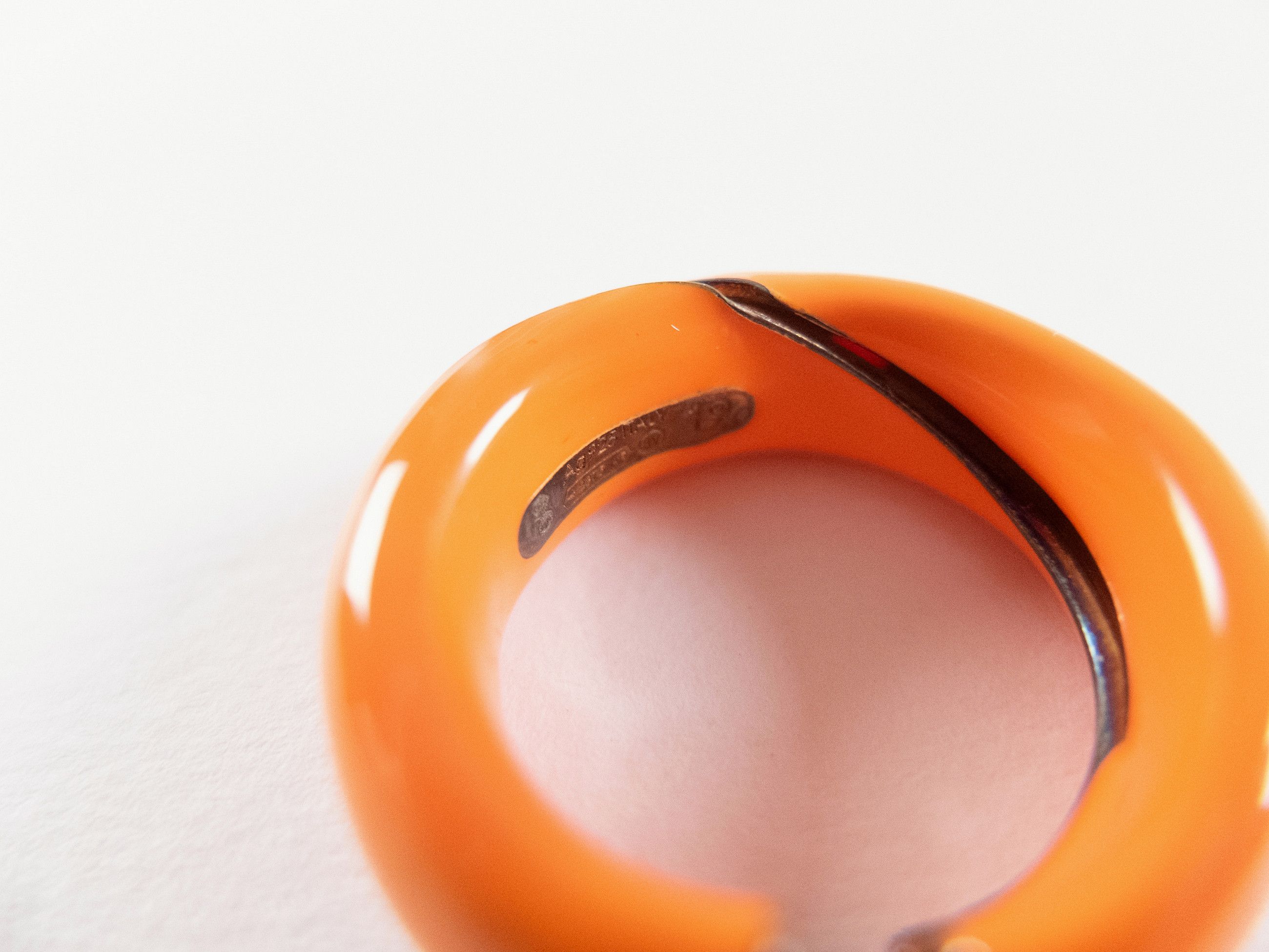Bottega Veneta BOTTEGA VENETA Fold orange ring enamel & silver ring 19 q Size ONE SIZE - 6 Thumbnail