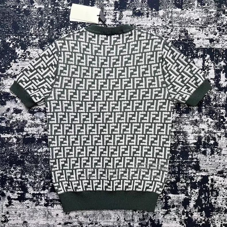Fendi Fendi FF Monogram Printed Short Sleeve Knit Sweater Green Size US S / EU 44-46 / 1 - 5 Thumbnail