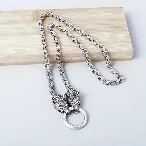 Jewelry Retro Wolf Head Chain Necklace Size ONE SIZE - 4 Thumbnail