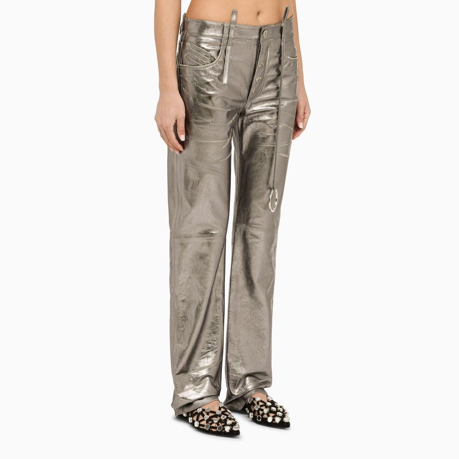 The Attico o1d2blof1024 Leather Trouser in Silver Size 27" / US 4 / IT 40 - 3 Thumbnail