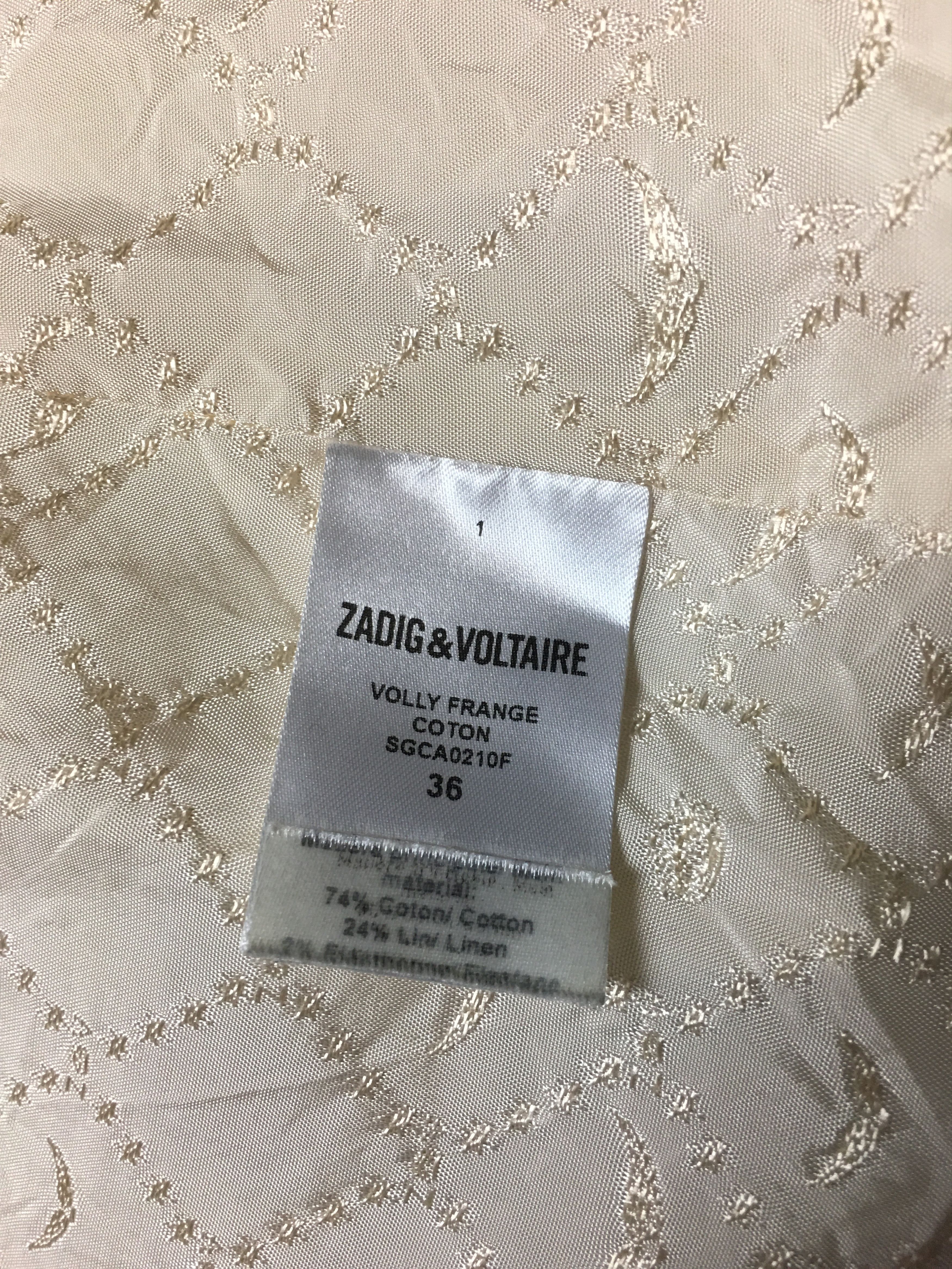 Zadig & Voltaire Zadig & Voltaire Volly Feange Cotton Linen Jacket Size EU 36 Size XS / US 0-2 / IT 36-38 - 12 Thumbnail