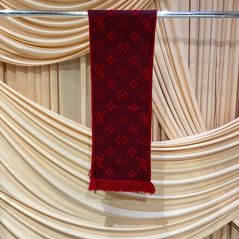 Louis Vuitton Louis Vuitton Red presbyopic full fringed wool scarf Size ONE SIZE - 2 Thumbnail