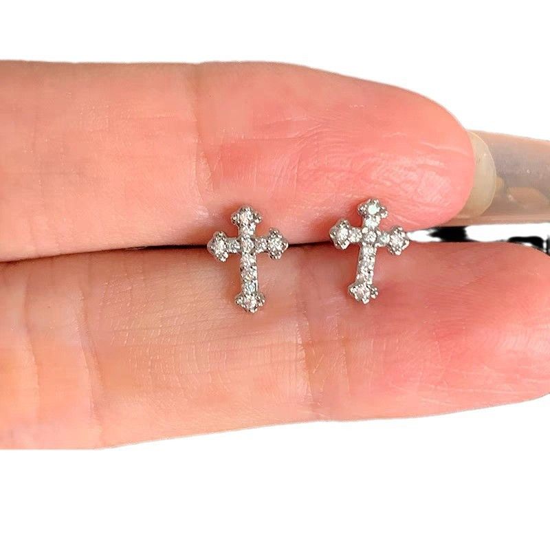 Jewelry × Sterling Silver Cross Retro Earrings One Pairs Chrome Jewelry Size ONE SIZE - 5 Thumbnail