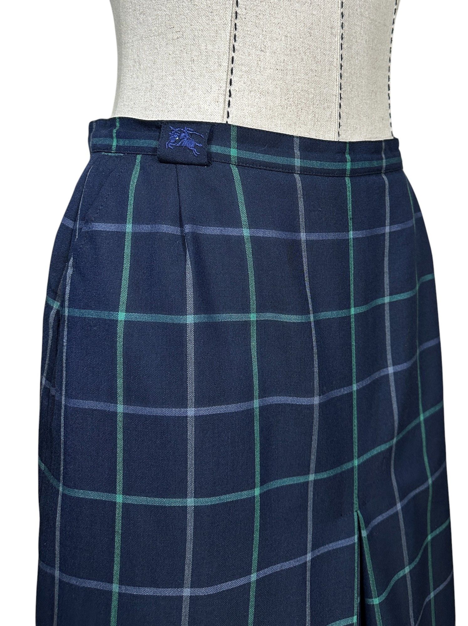 Burberry Vintage Burberry's Blue Wool Skirt Gingham Size 27" / US 4 / IT 40 - 3 Thumbnail