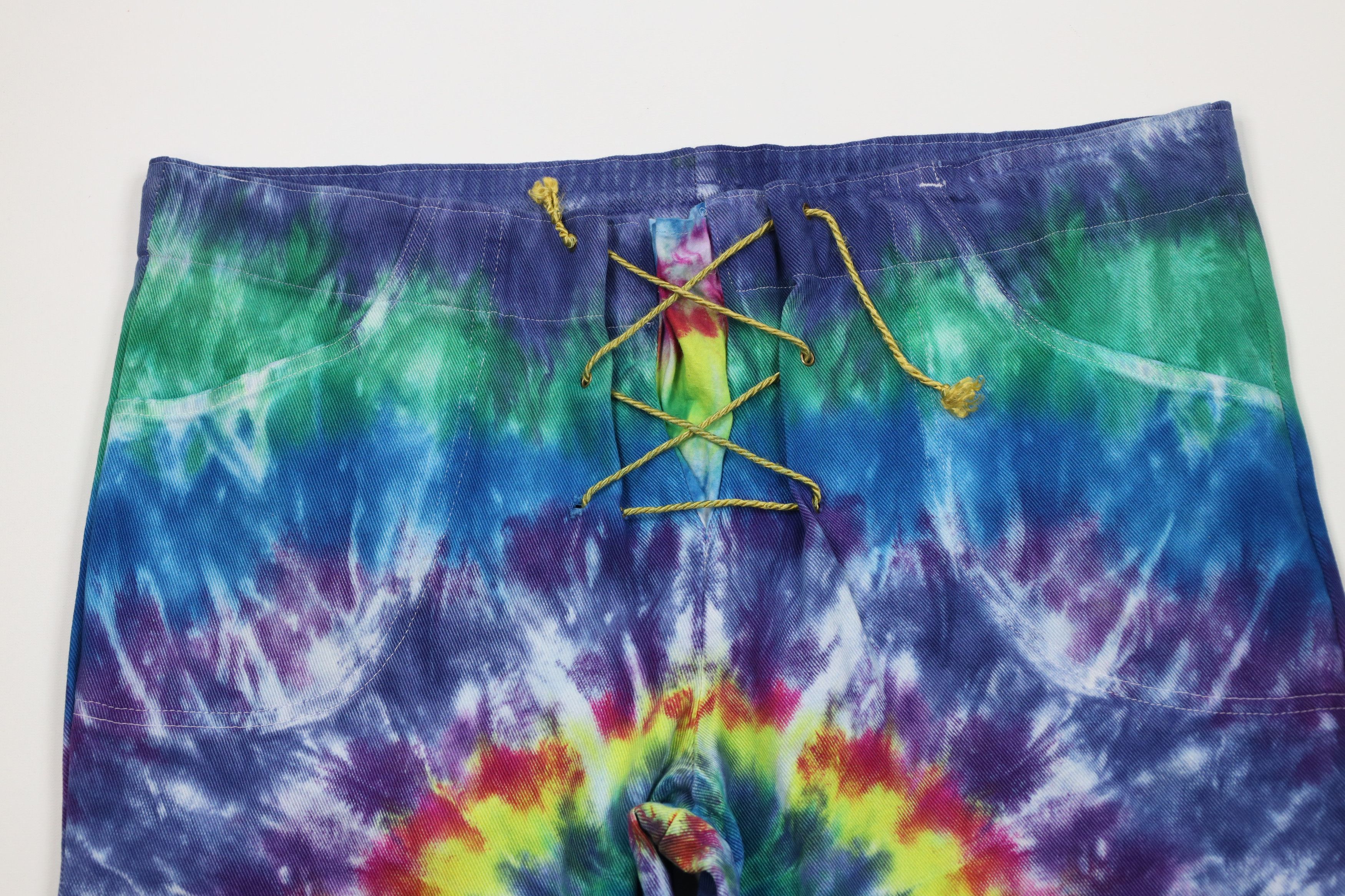 Vintage Vintage 90s Streetwear Tie Dye Bell Bottoms Denim Jeans USA Size 36" / US 14 / IT 50 - 2 Thumbnail
