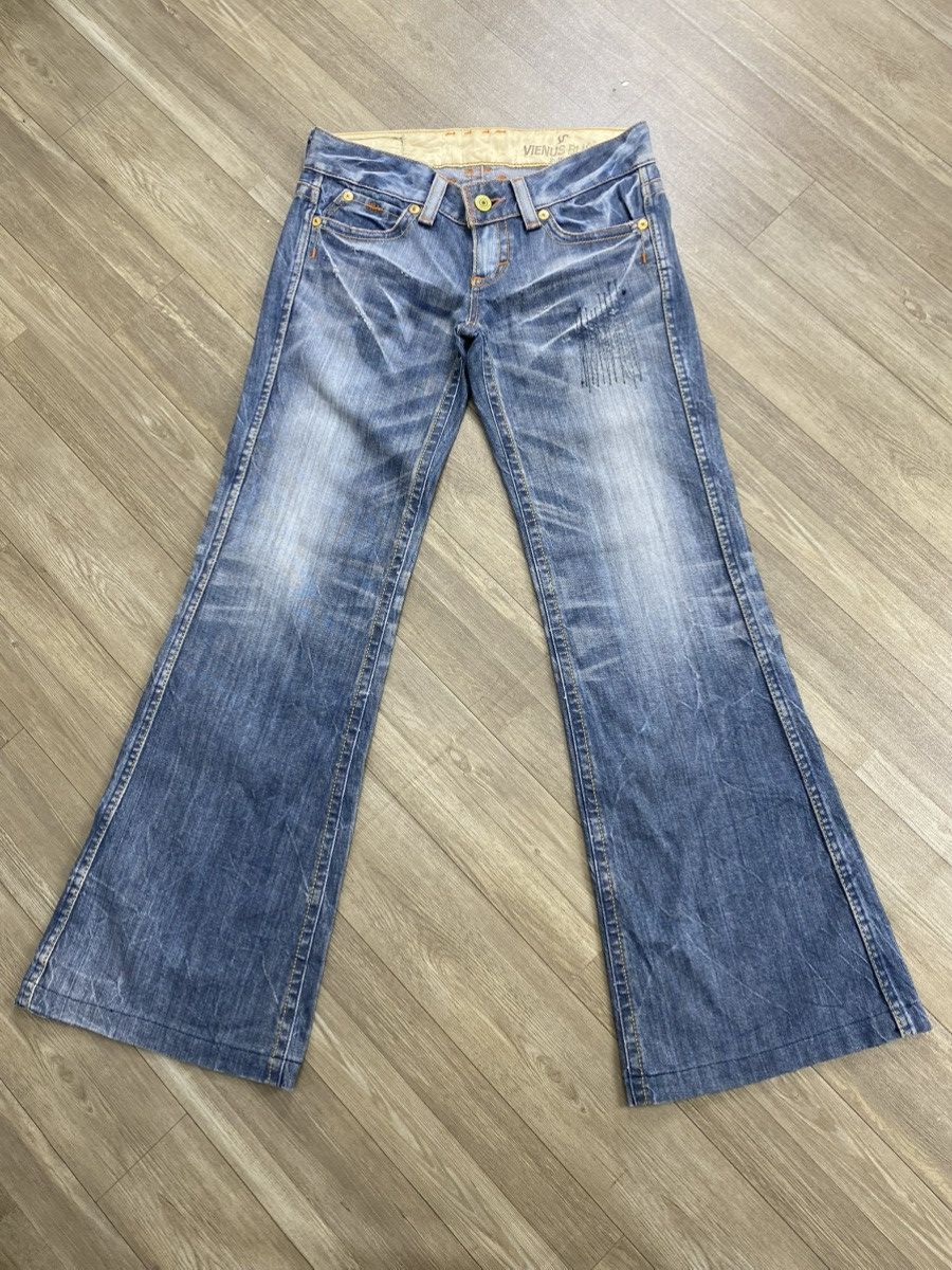 If Six Was Nine 2000s Venus Edwin Distressed Punk Faded Bootcut Flared Jeans Size US 30 / EU 46 - 1 Thumbnail
