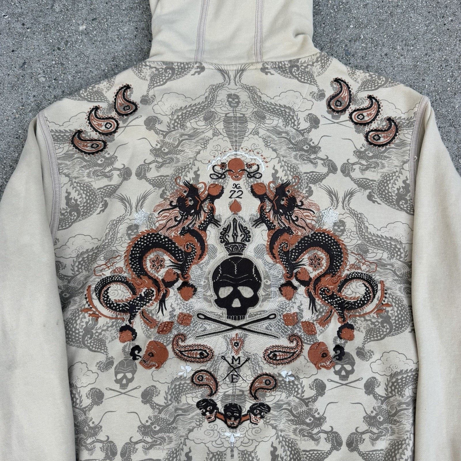 Ecko Unltd. × Ed Hardy × Marc Ecko Vintage Y2K Marc Ecko Cut & Sew Skull Dragon Paisley Hoodie Size US L / EU 52-54 / 3 - 1 Thumbnail