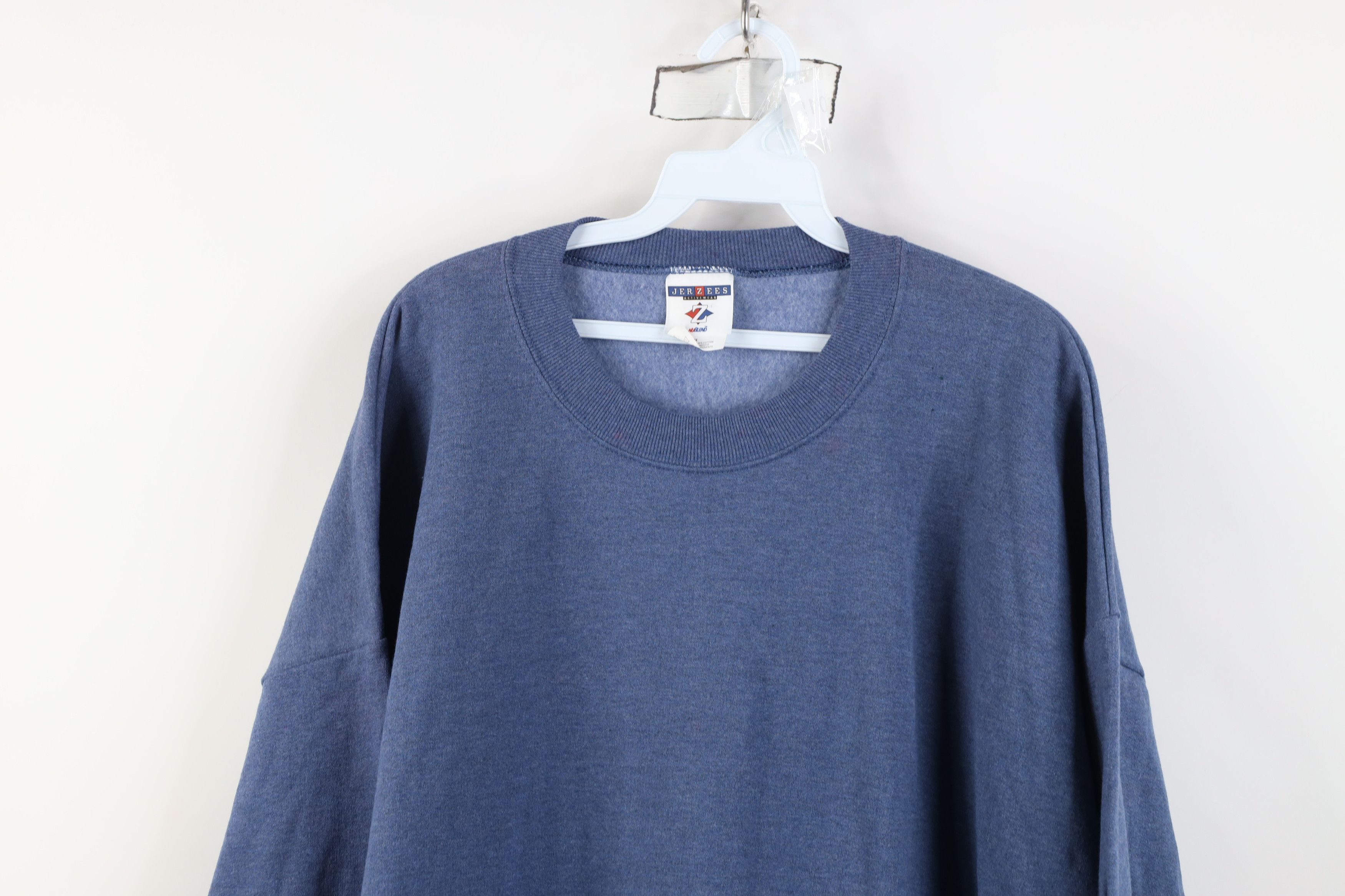 Vintage Vintage 90s Y2K Streetwear Blank Crewneck Sweatshirt Blue Size US XXL / EU 58 / 5 - 2 Thumbnail