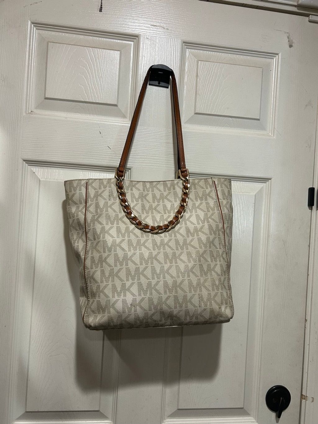 Michael Kors Women's Michael Kors Beige & Brown Monogram Tote Bag Size ONE SIZE - 4 Thumbnail