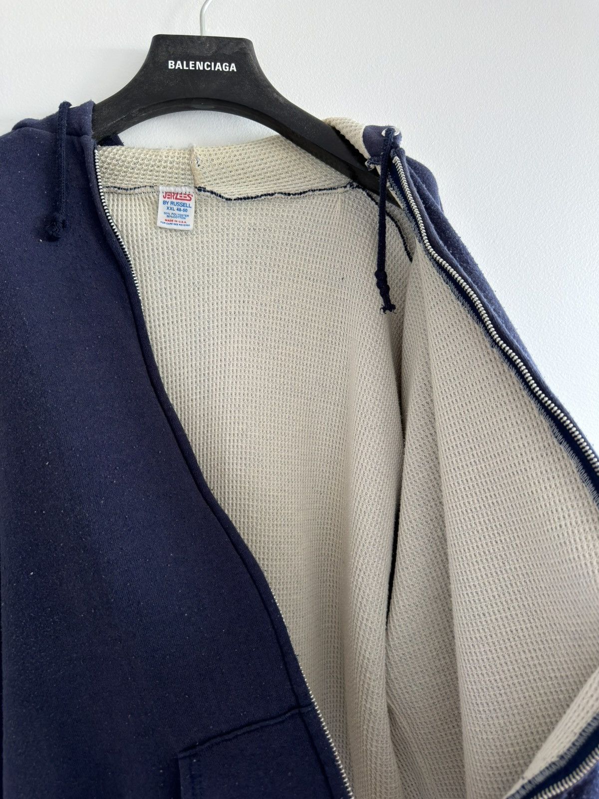 Russell Athletic *RARE* 1980s 80s VINTAGE THERMAL LINED HOODIE ZIP UP JERZEES Size US XXL / EU 58 / 5 - 8 Thumbnail