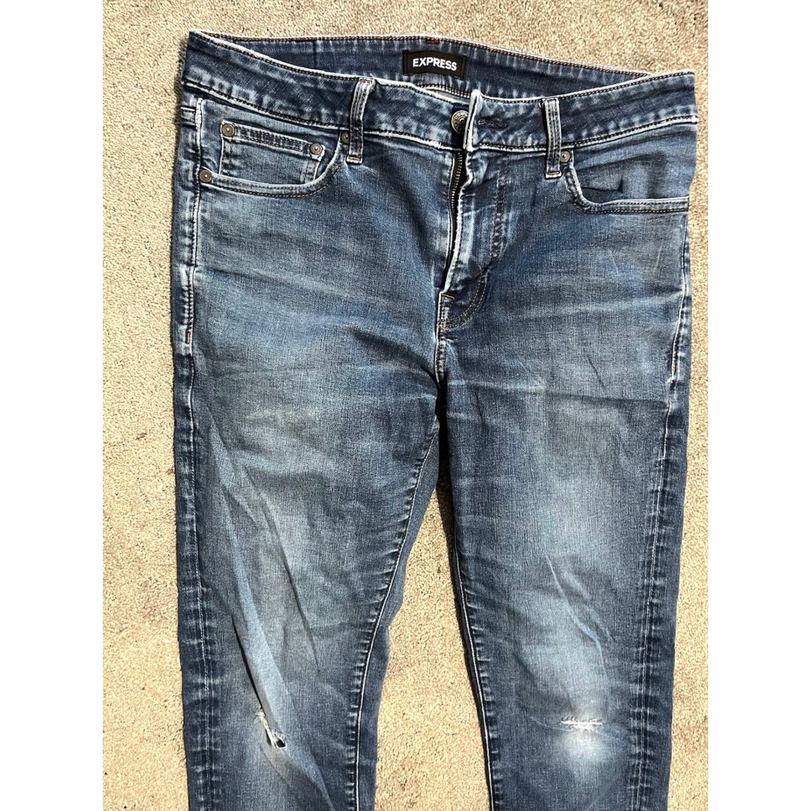 Express Express Jeans Slim Blue 31x32 Medium Wash Mens Size US 31 - 4 Thumbnail