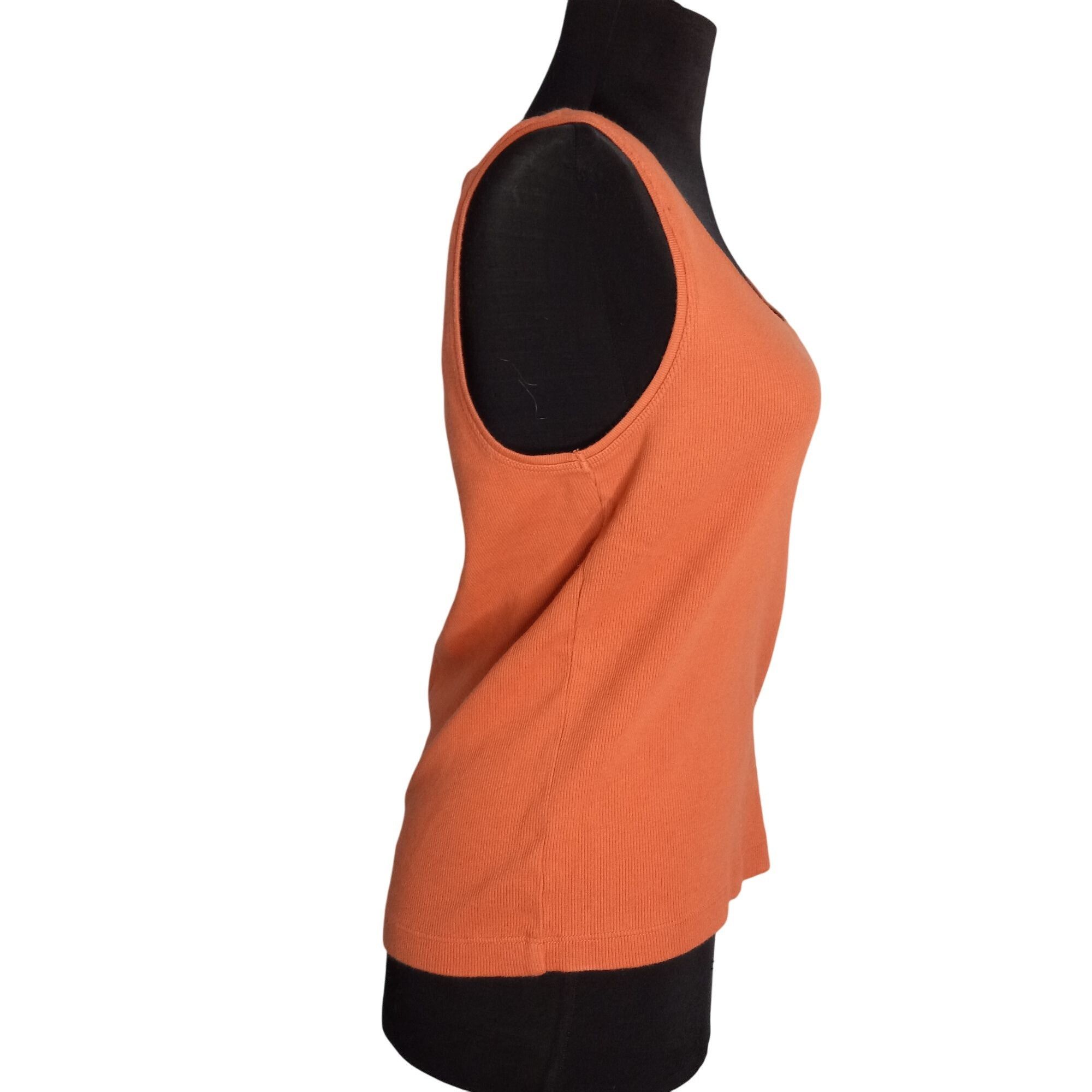 Chicos Chicos Size 1 M Tank Top Orange Sleeveless Ribbed Cotton Ble Size M / US 6-8 / IT 42-44 - 4 Thumbnail