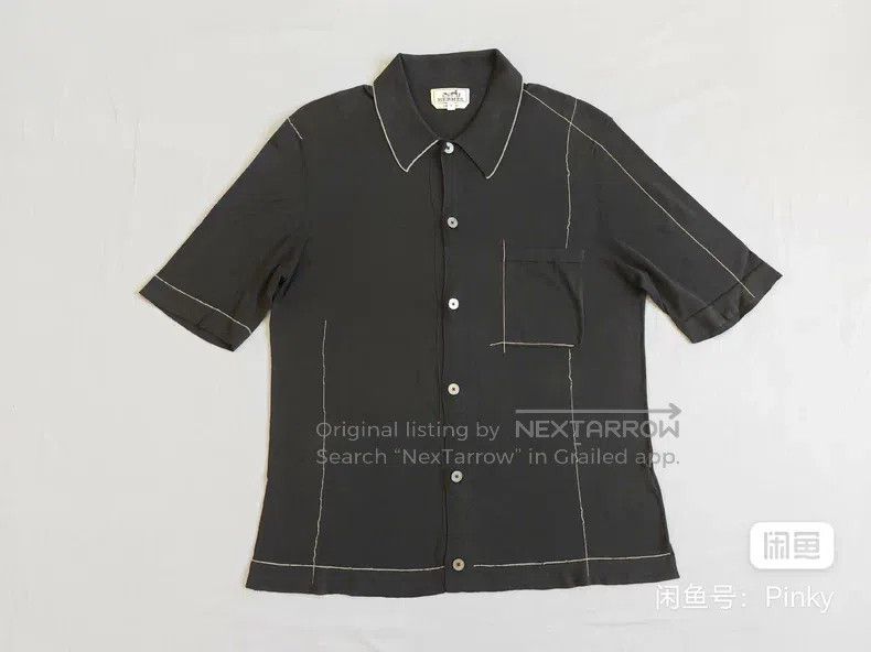 Hermes Hermes Men's short-sleeved knit sweater, black and grey, 1 Size US M / EU 48-50 / 2 - 1 Thumbnail