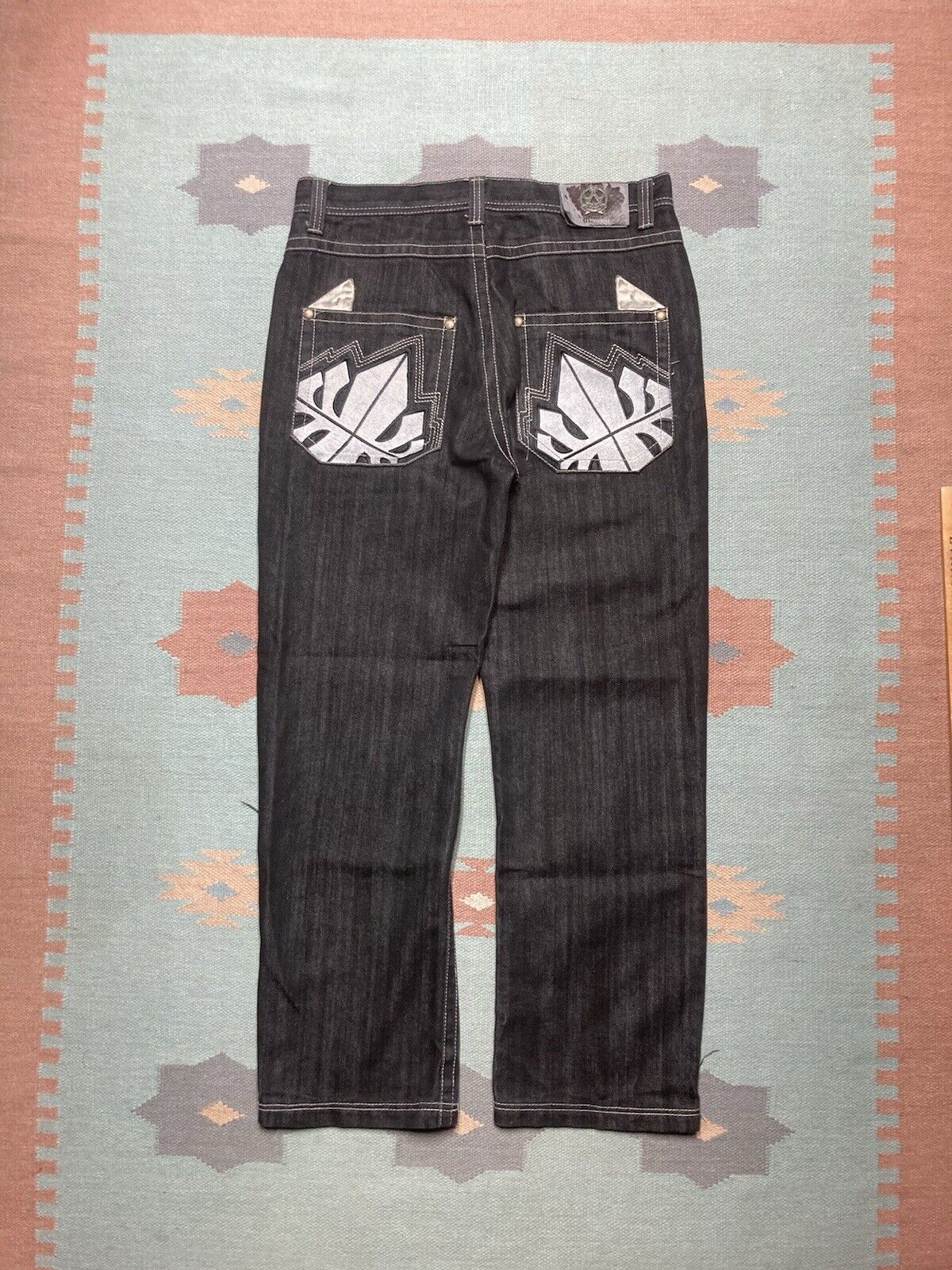Vintage y2k baggy jeans ablanche embroidered cyber goth skate 36x31 Size US 36 / EU 52 - 1 Thumbnail