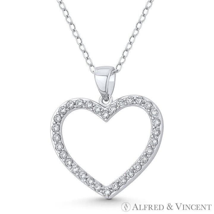 Other Heart CZ Crystal Pave Pendant in .925 Sterling Silver Size ONE SIZE - 1 Preview