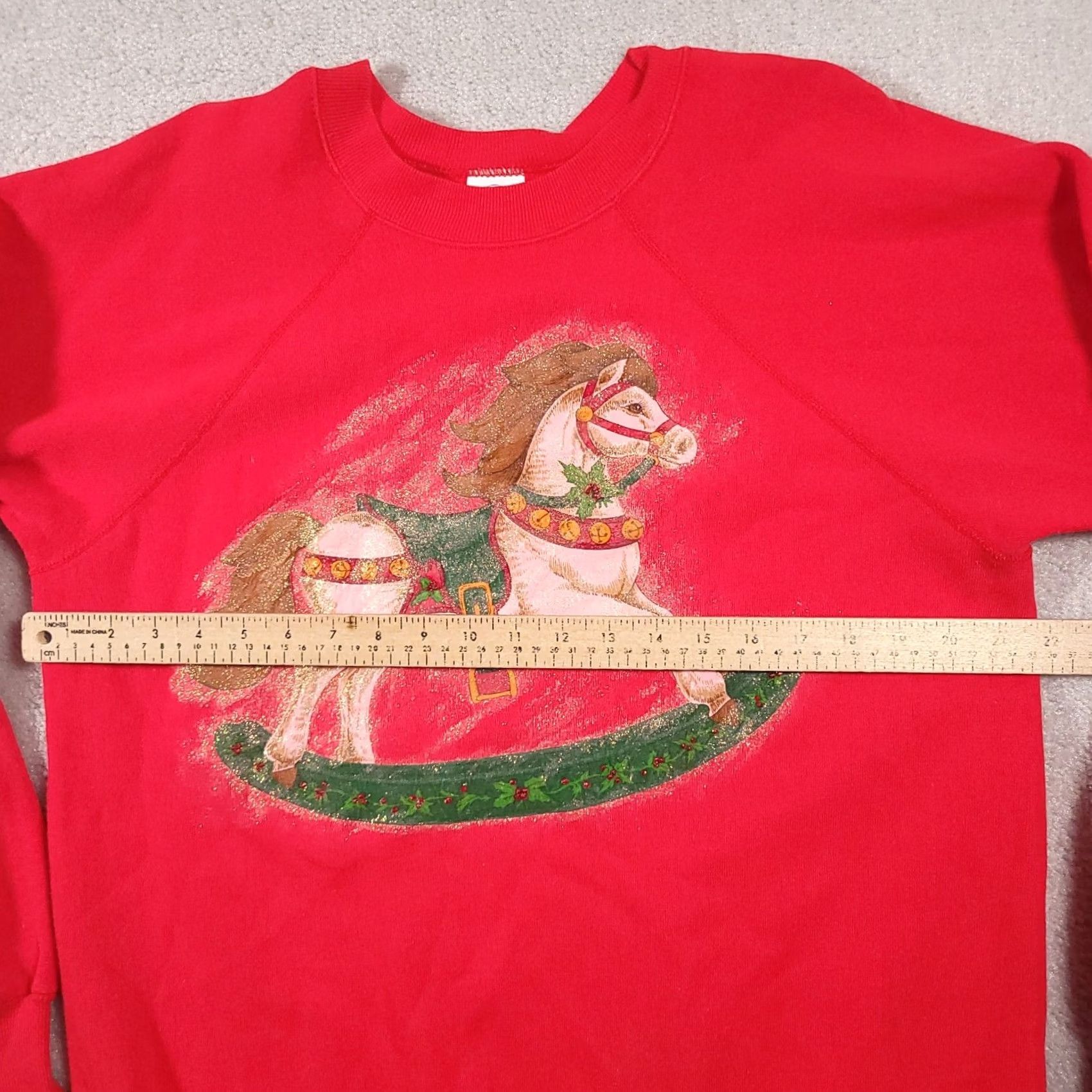 Vintage VINTAGE Pannill Sweatshirt Women's XL Red Grandma Rocking Horse Made In USA Sweatshirt Pullover Knit Crew Neck Long Sleeve 80s 90s Casual Womens Size XL / US 12-14 / IT 48-50 - 5 Thumbnail